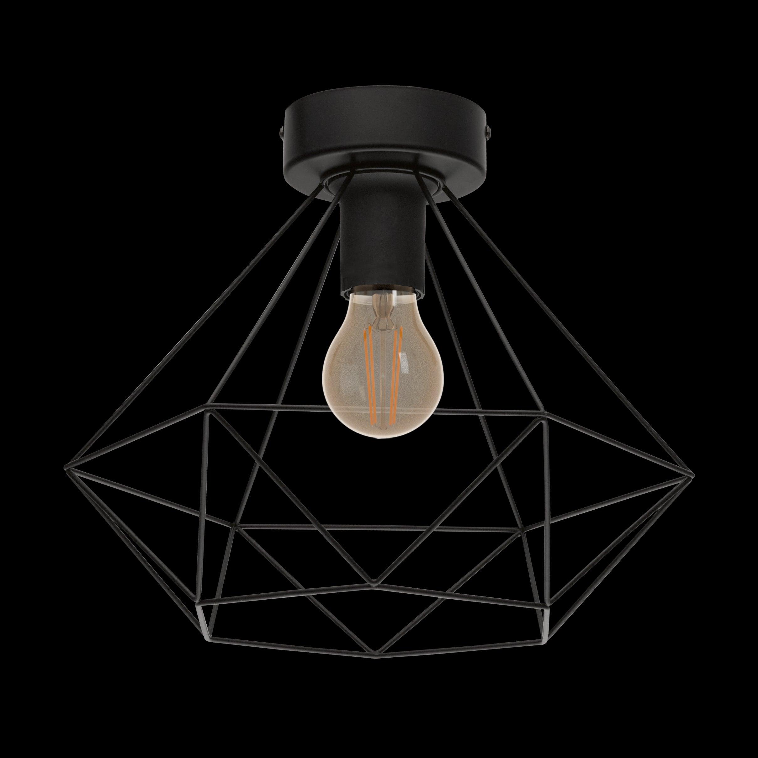 eglo tarbes black metal cage flush ceiling light living room image