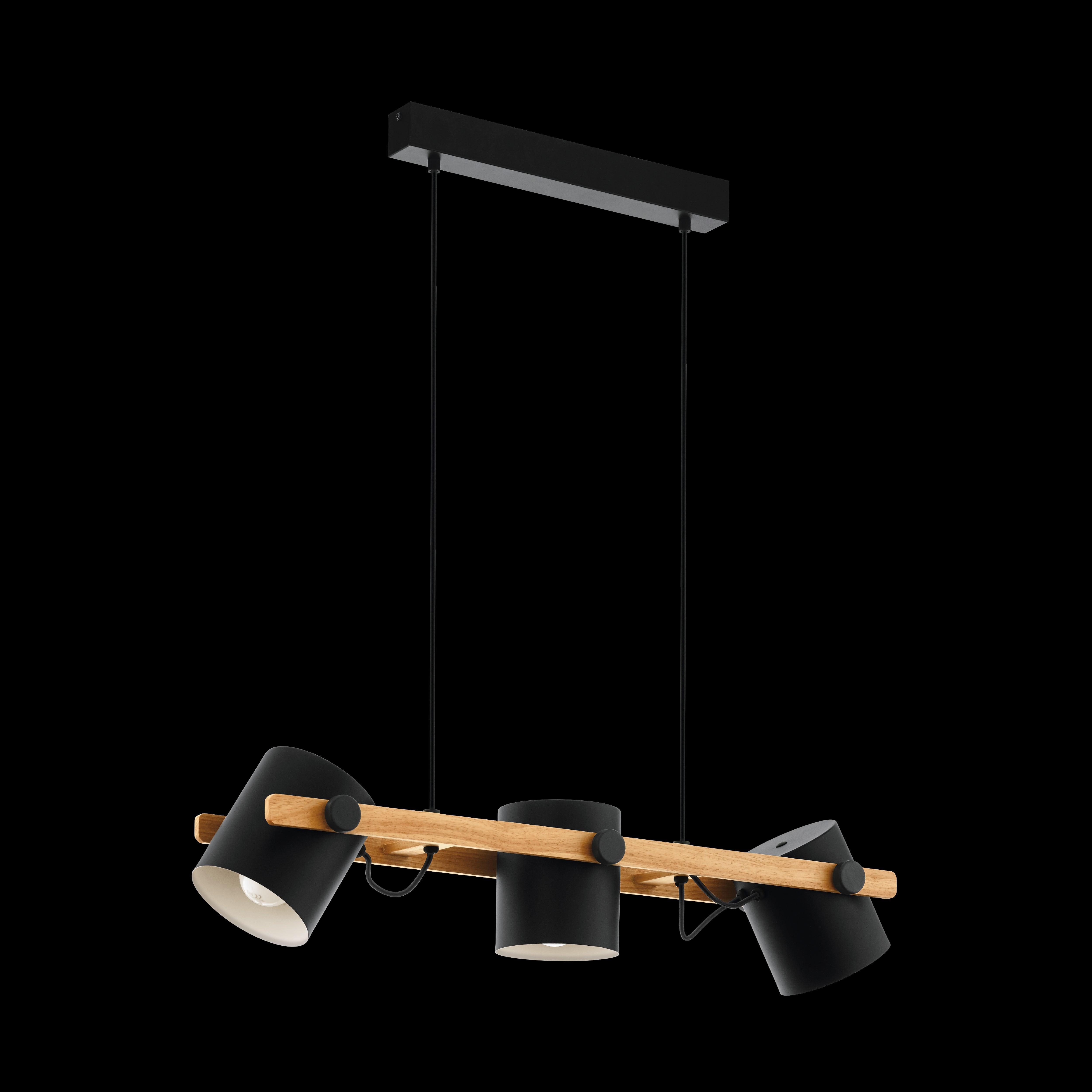eglo hornwood wooden bar ceiling pendant with black shades Kitchen Lighting Close Up