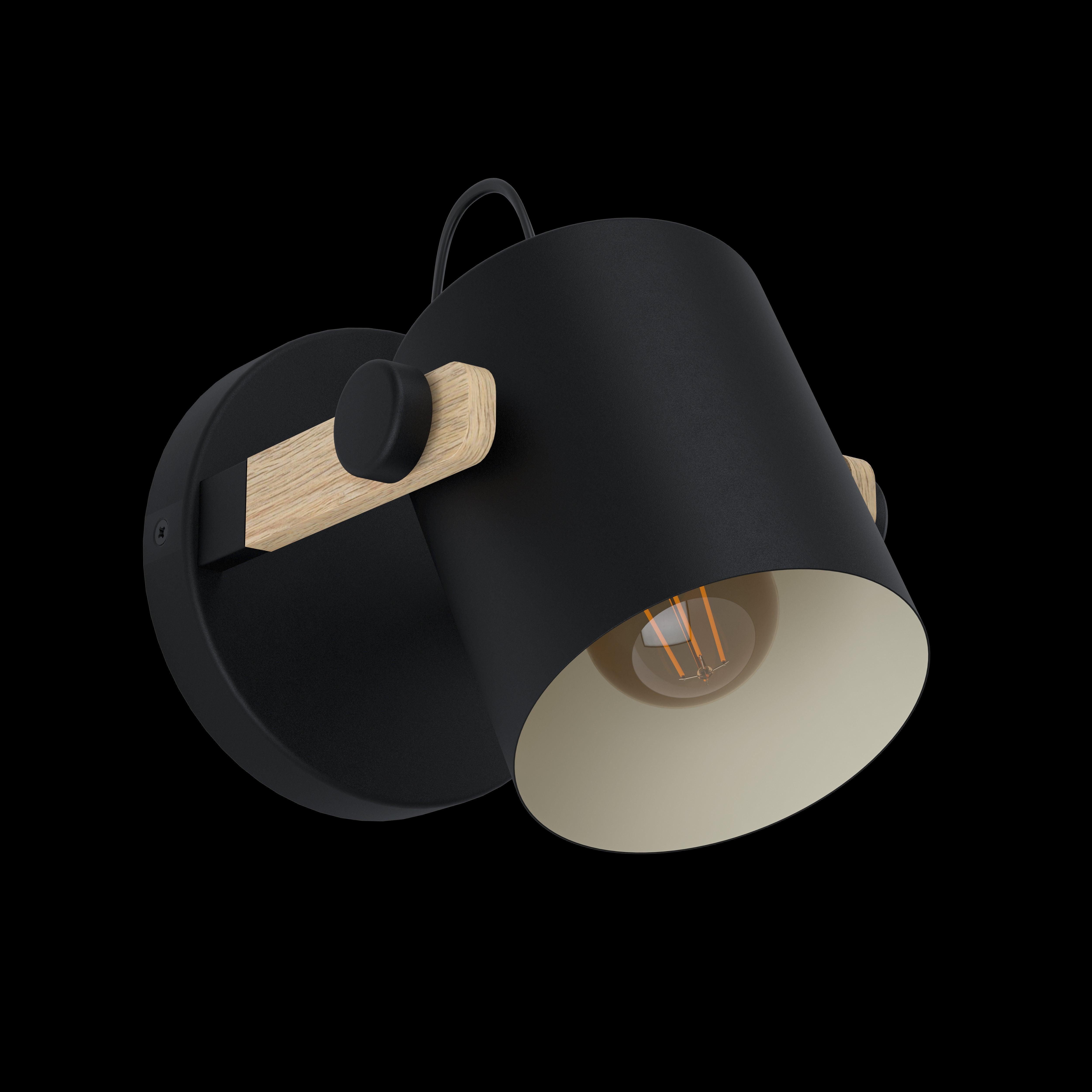 eglo hornwood black pivoting wall light living room close up
