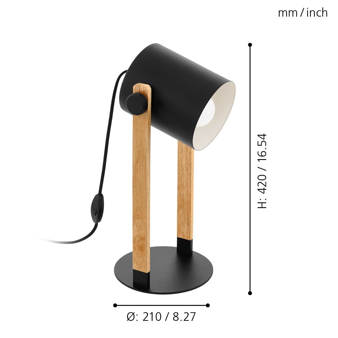 eglo hornwood black metal wood table lamp kitchen lighting