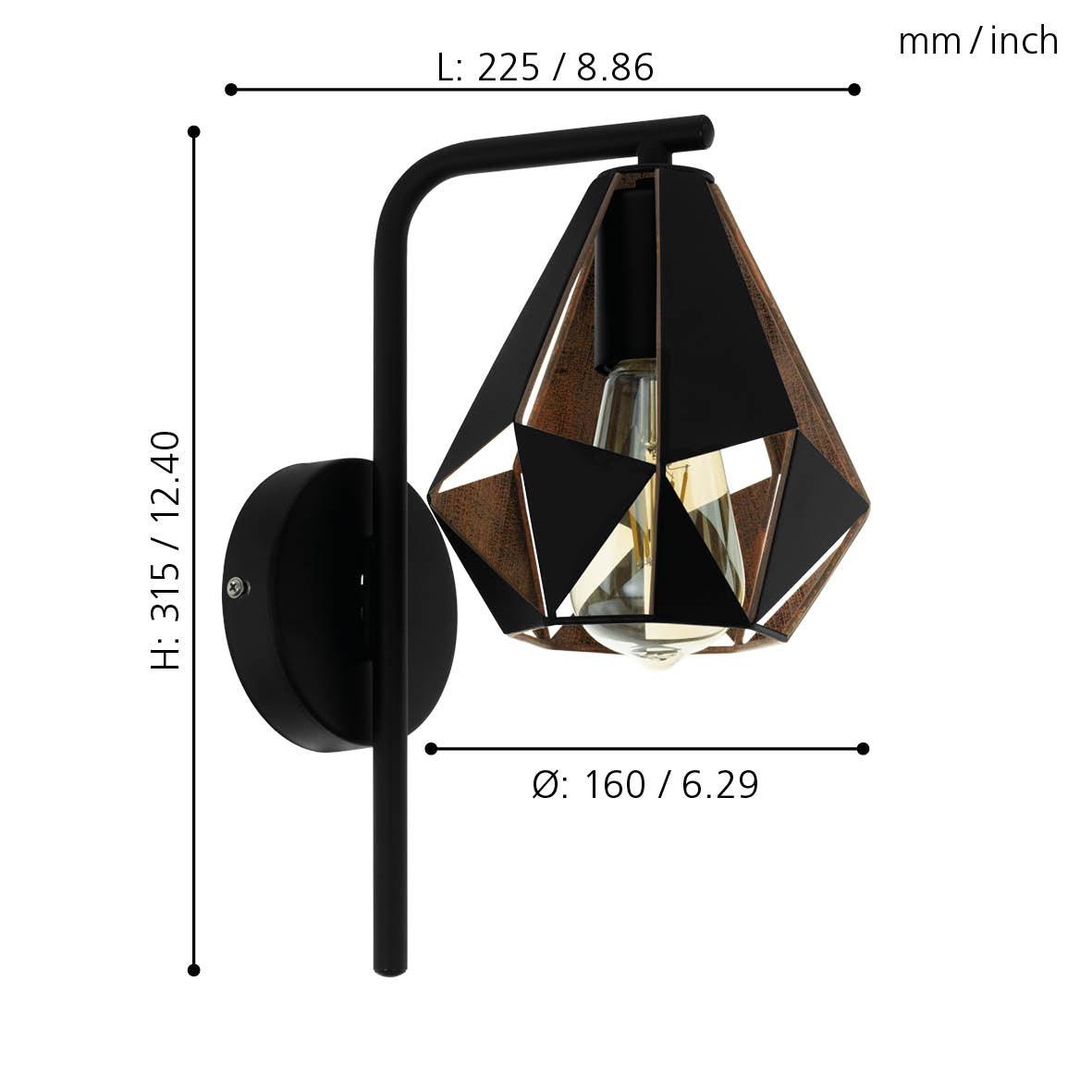 eglo carlton 4 black antique copper wall light living room close up