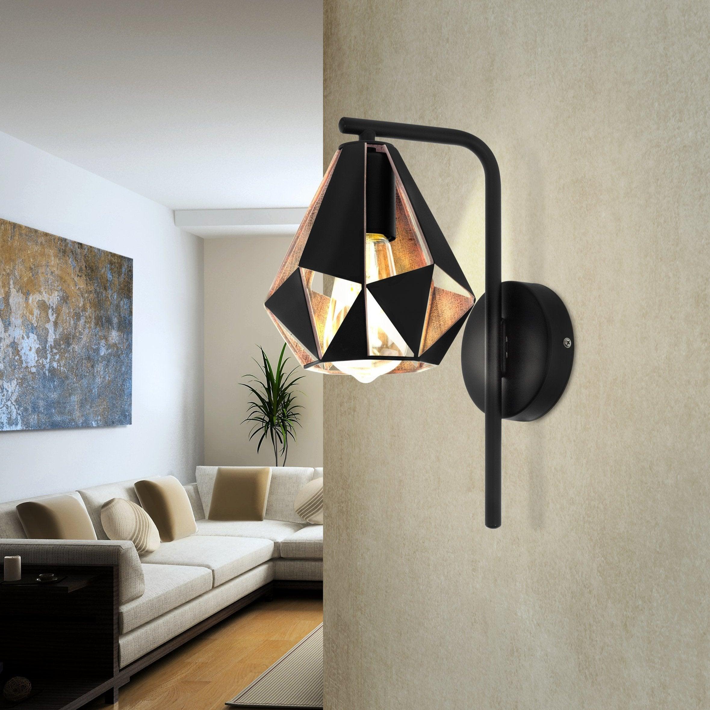 eglo carlton 4 black antique copper wall light