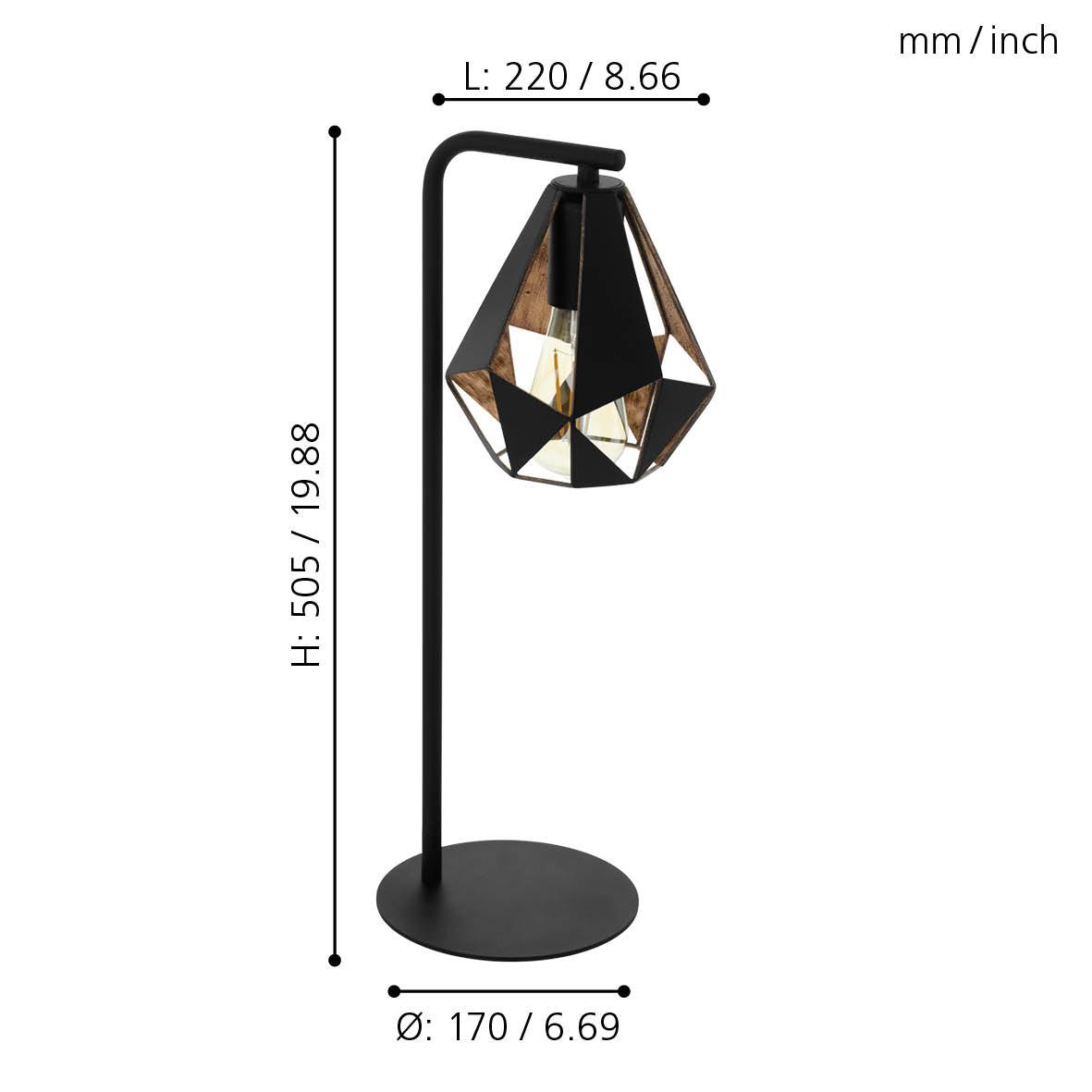 eglo carlton 4 black copper geometric table lamp living room image