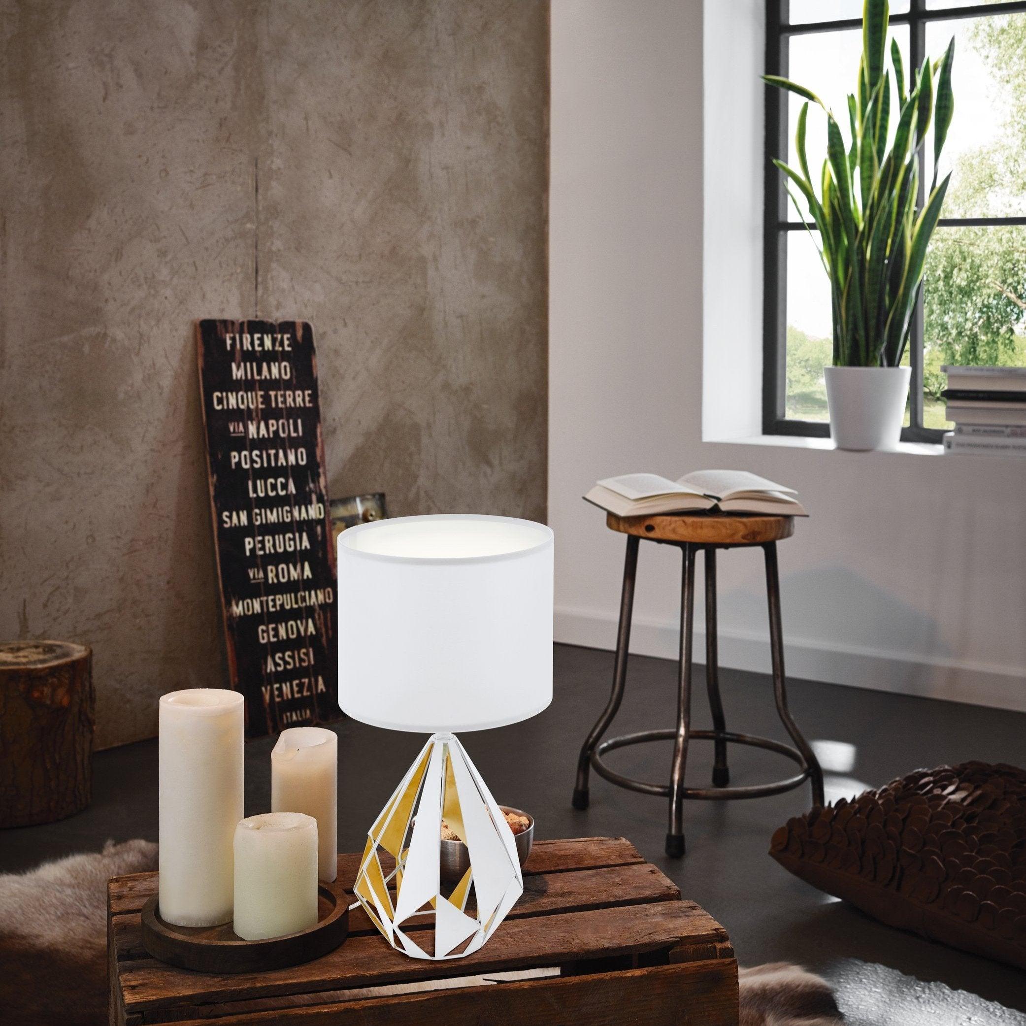 eglo carlton 5 white gold table lamp