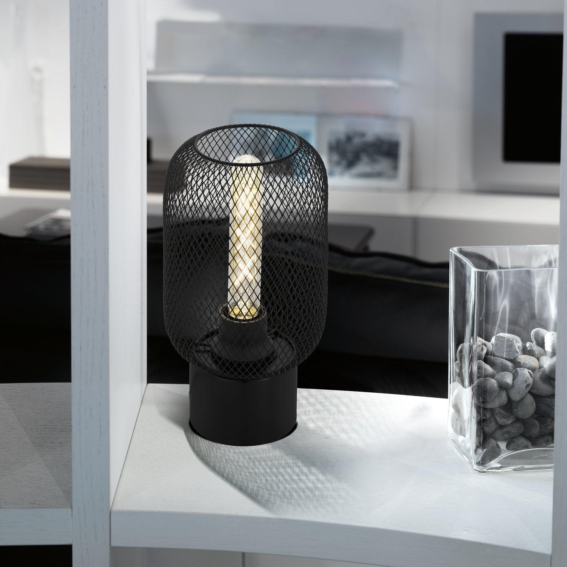 eglo wrington black metal mesh table lamp