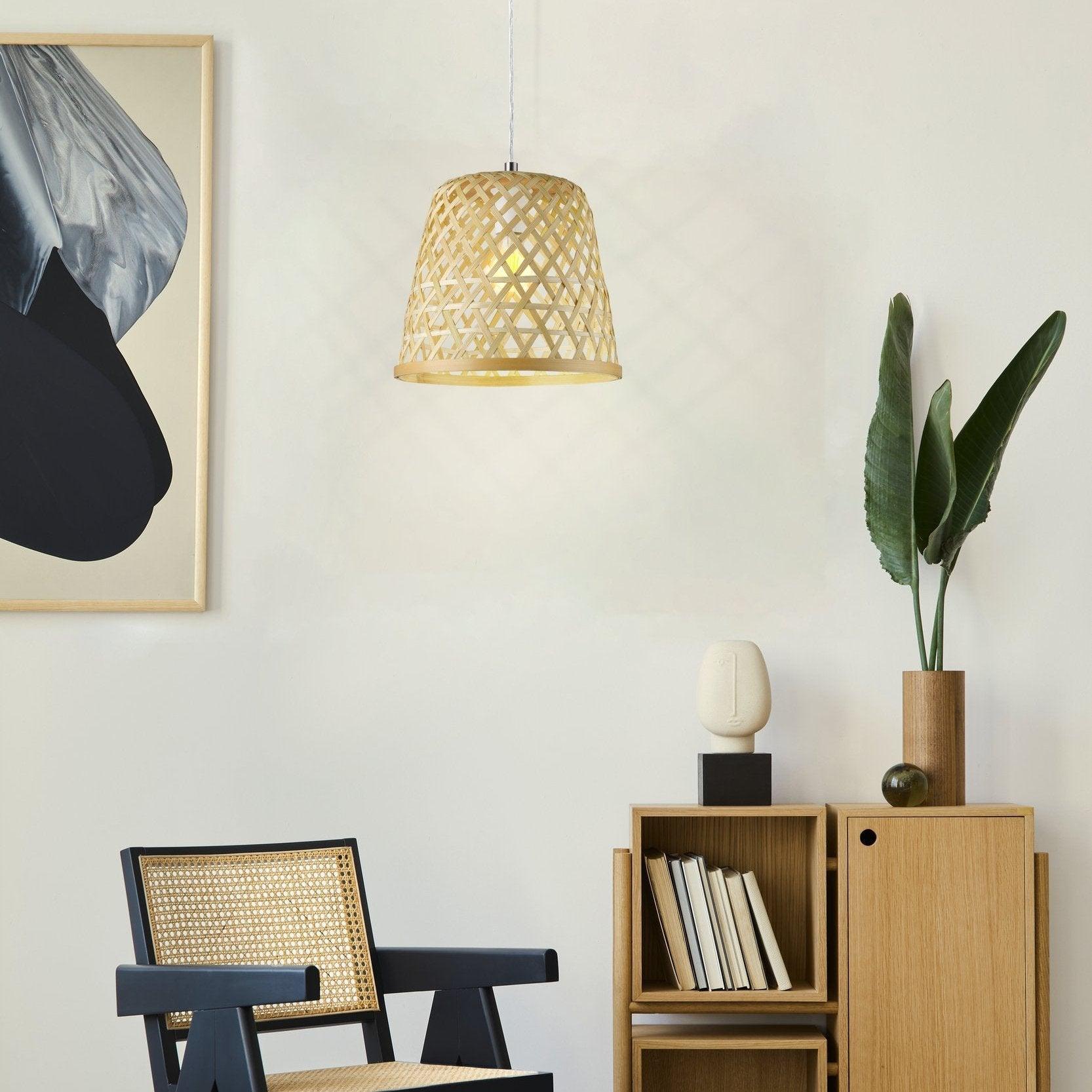 eglo kirkcolm bamboo wicker shade ceiling pendant