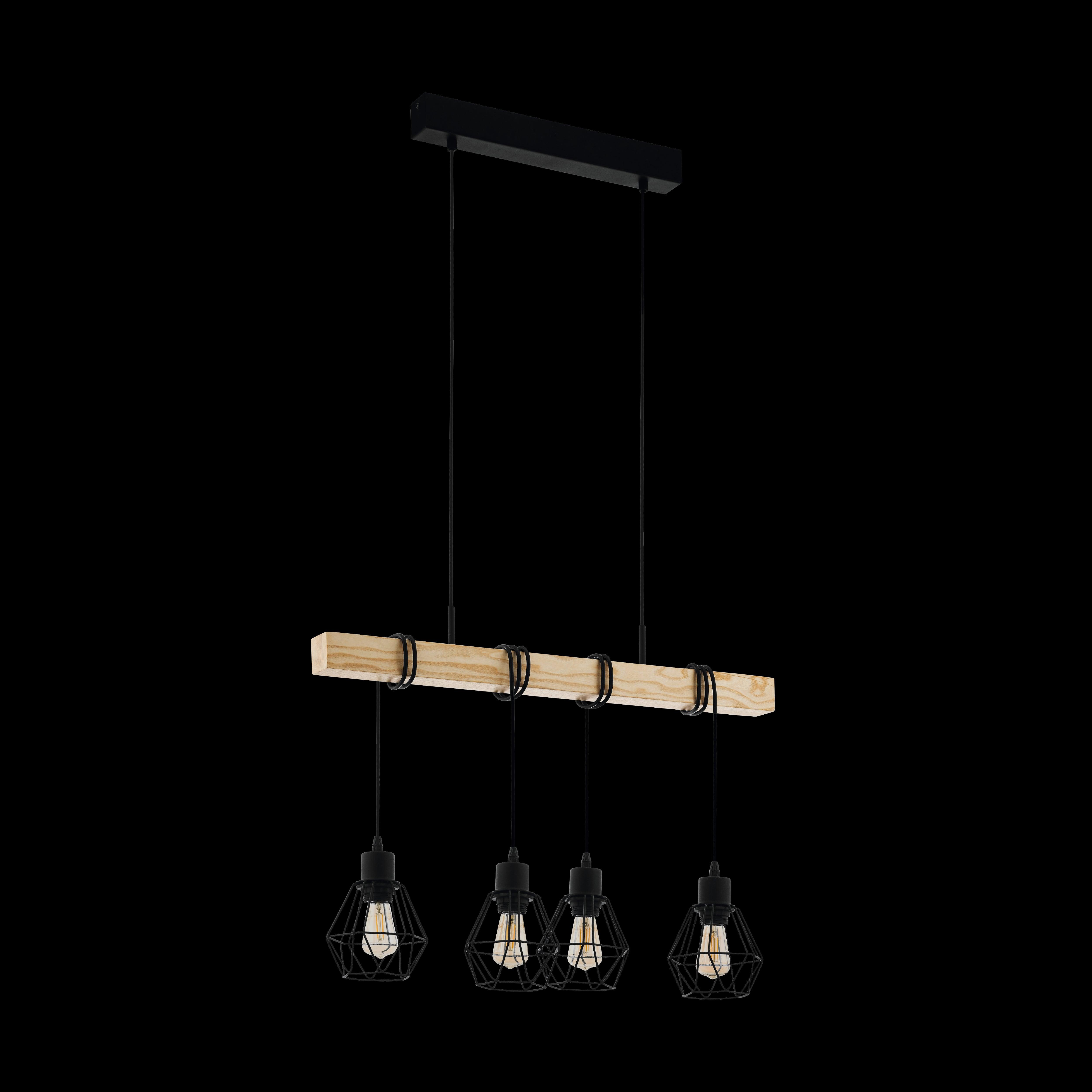 eglo townshend 5 wooden adjustable 4 light bar ceiling pendant living room image