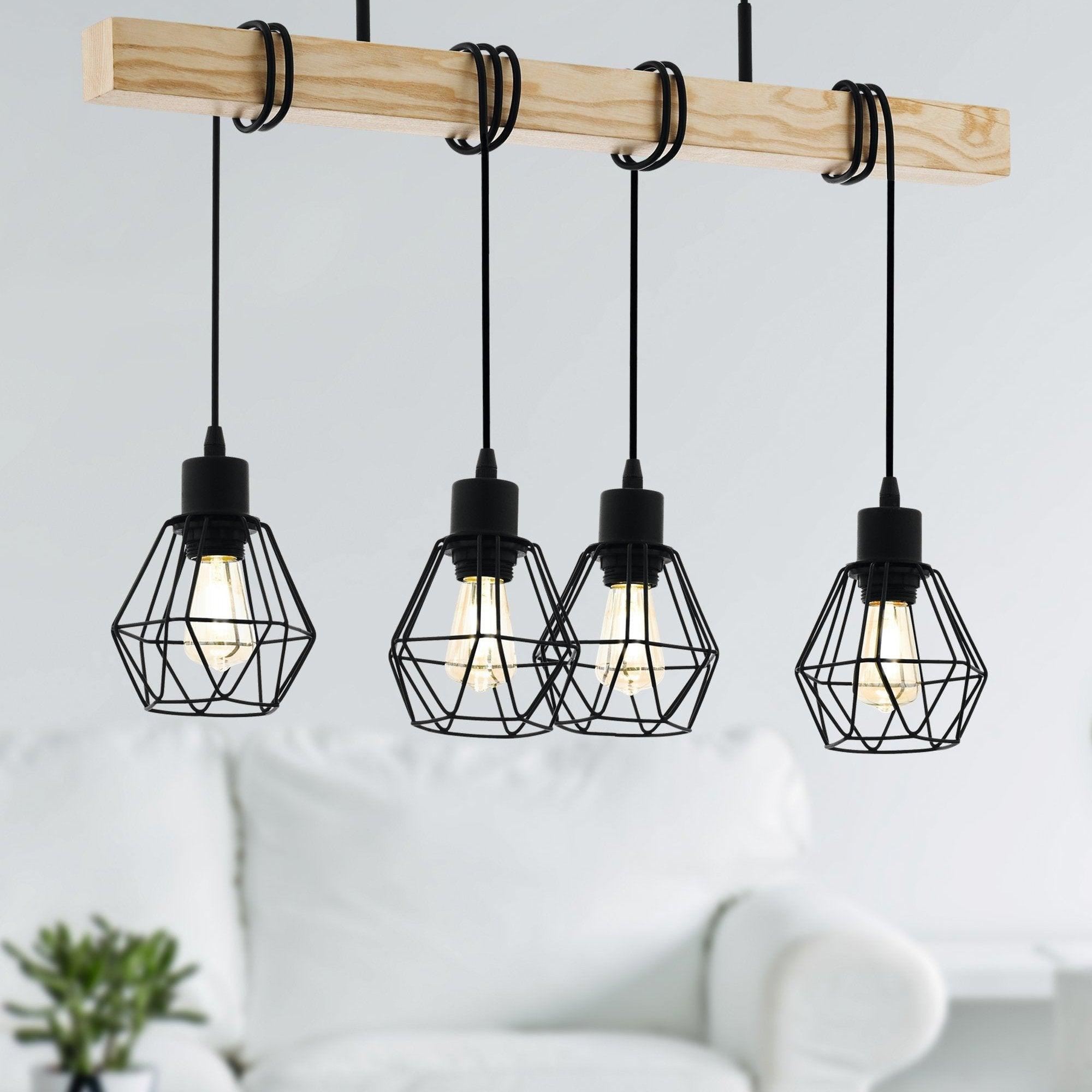 eglo townshend 5 wooden adjustable 4 light bar ceiling pendant