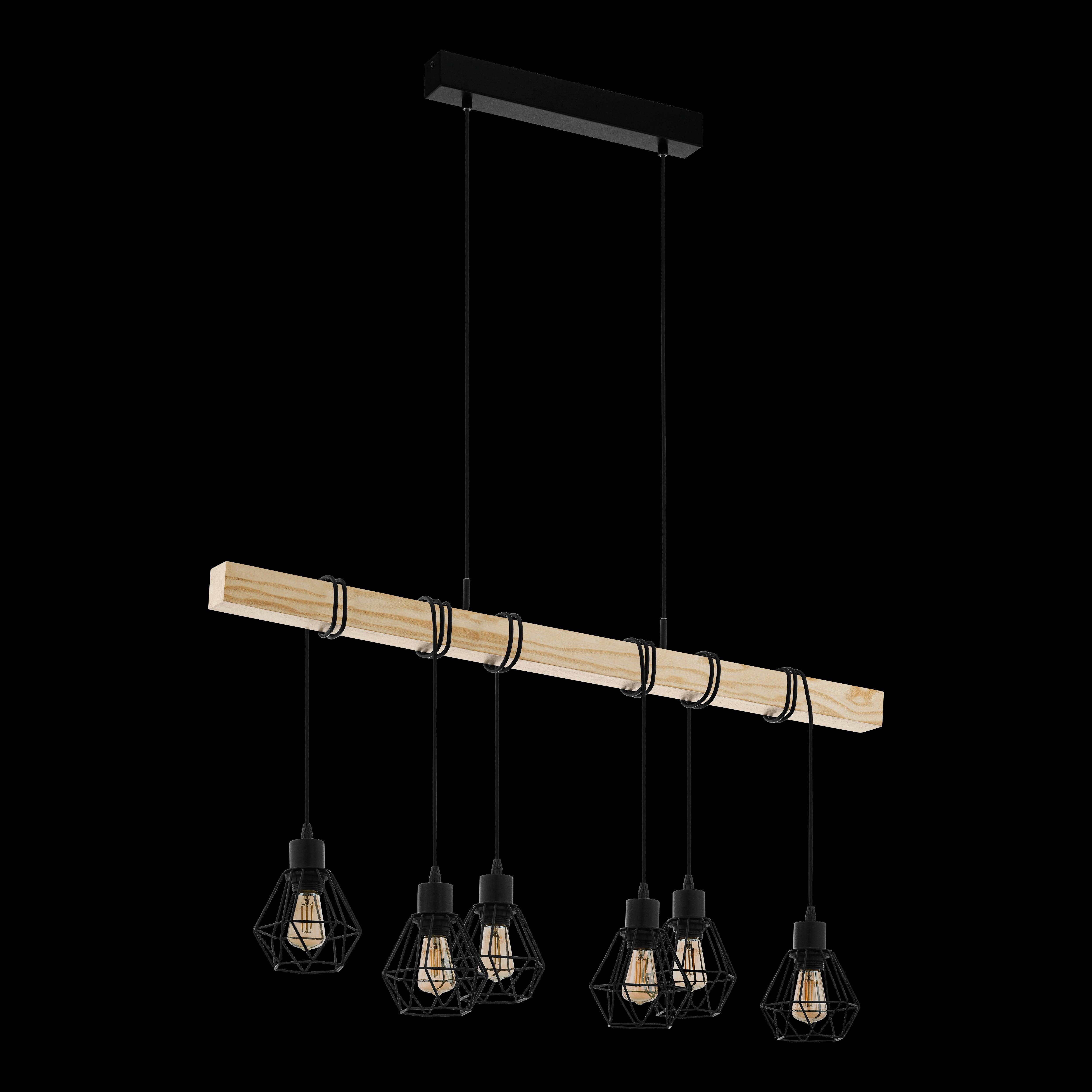 eglo townshend 5 wooden adjustable 6 light bar ceiling pendant living room image