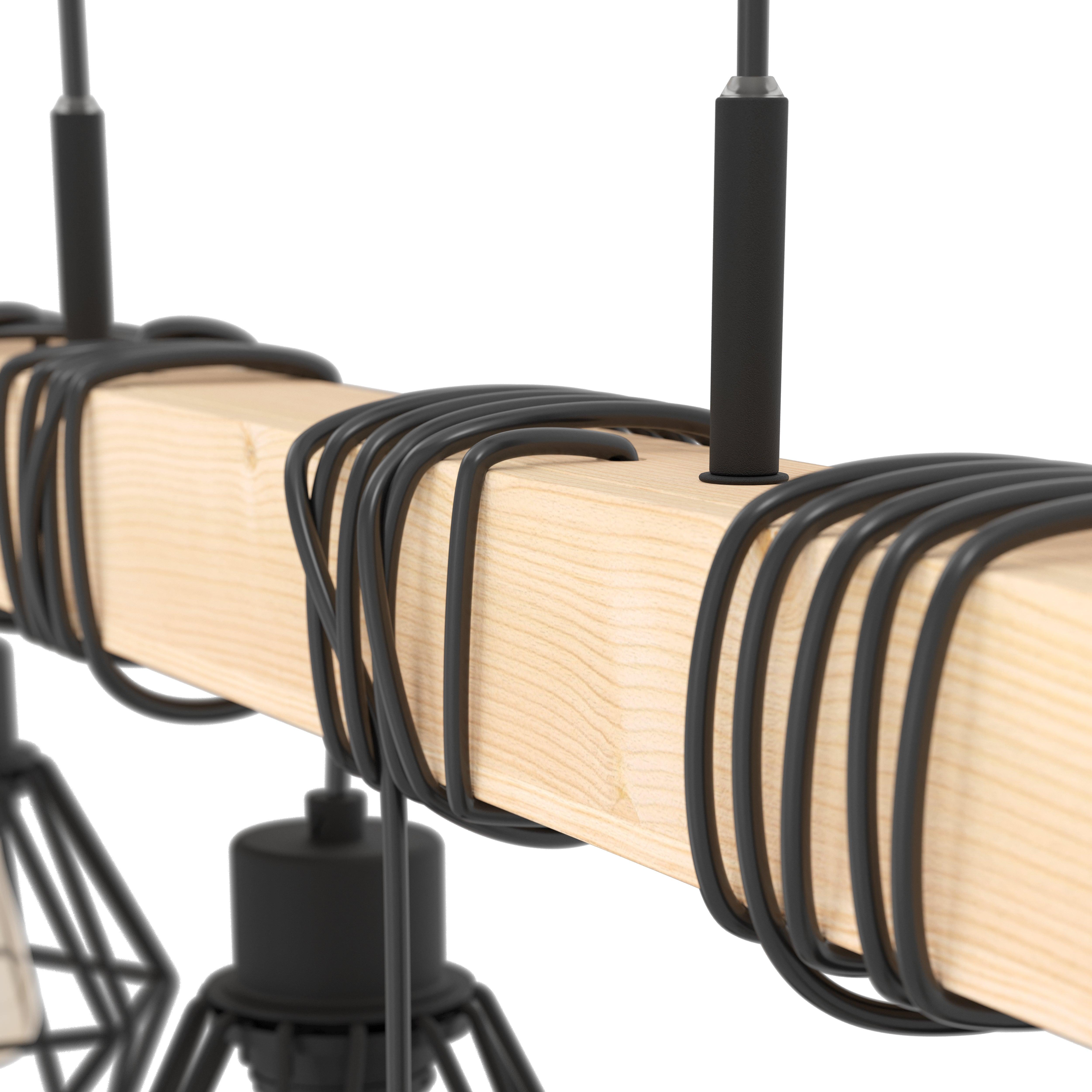 eglo townshend 5 wooden adjustable 6 light bar ceiling pendant living room close up
