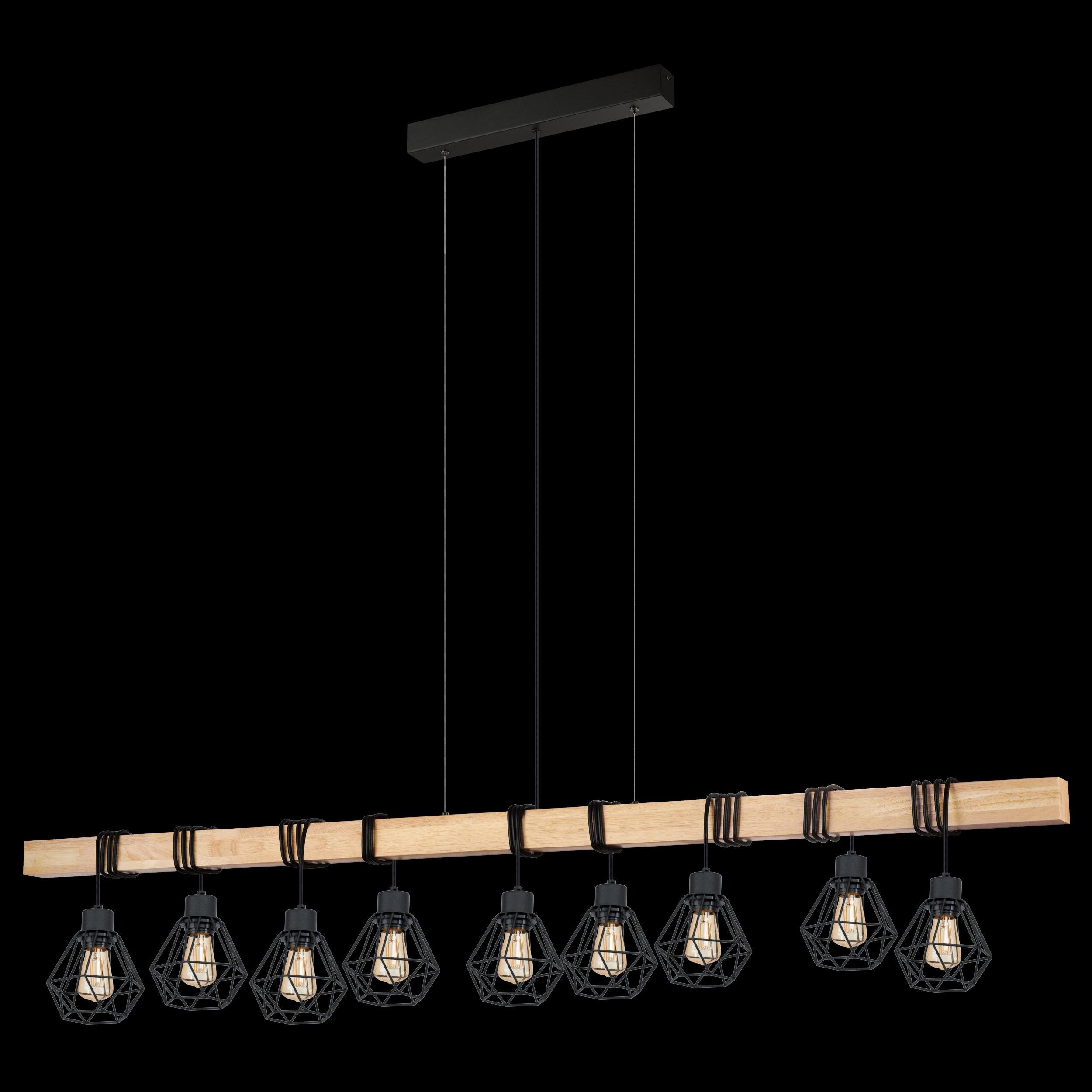 eglo townshend 5 wooden adjustable 9 light bar ceiling pendant living room image