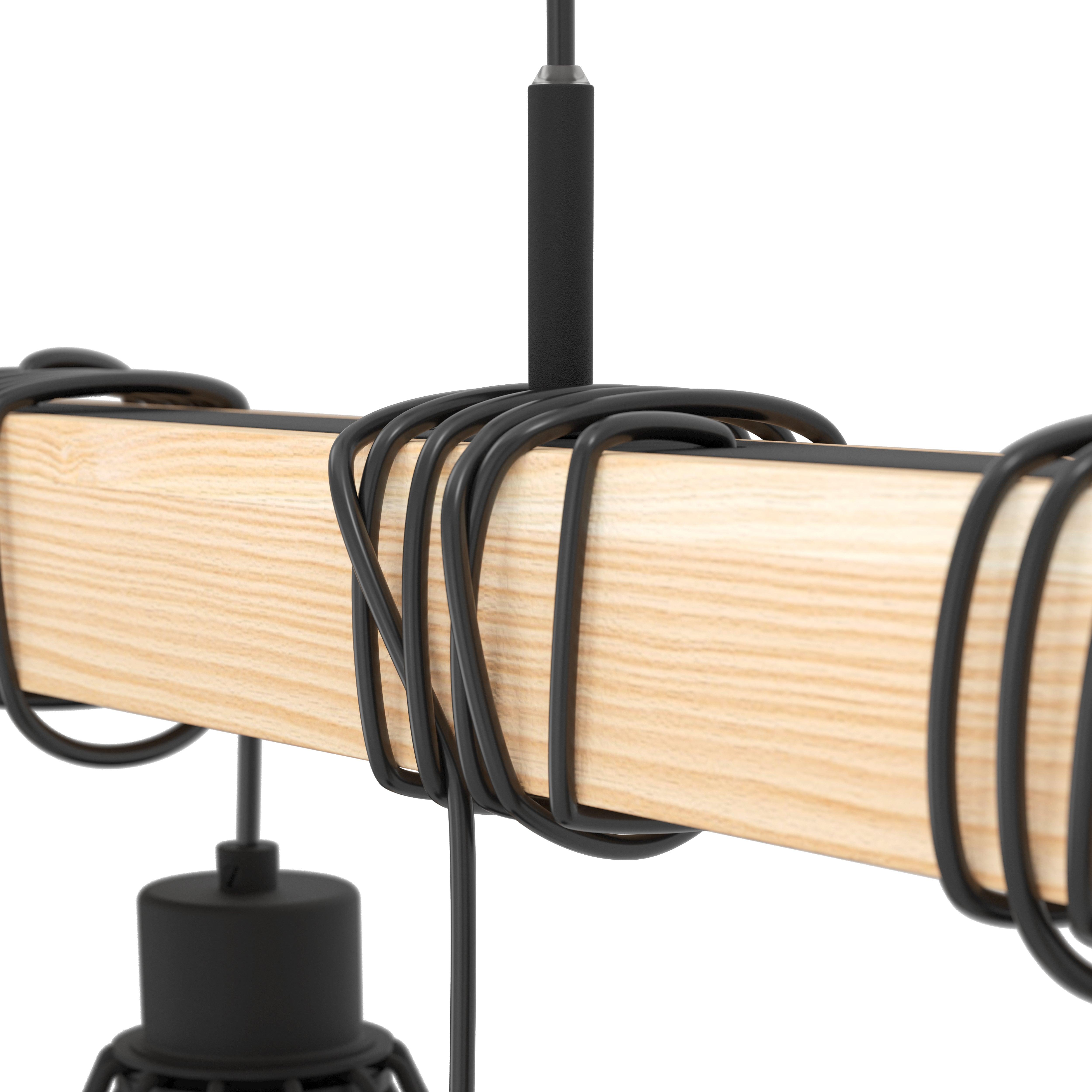 eglo townshend 5 wooden adjustable 9 light bar ceiling pendant living room close up