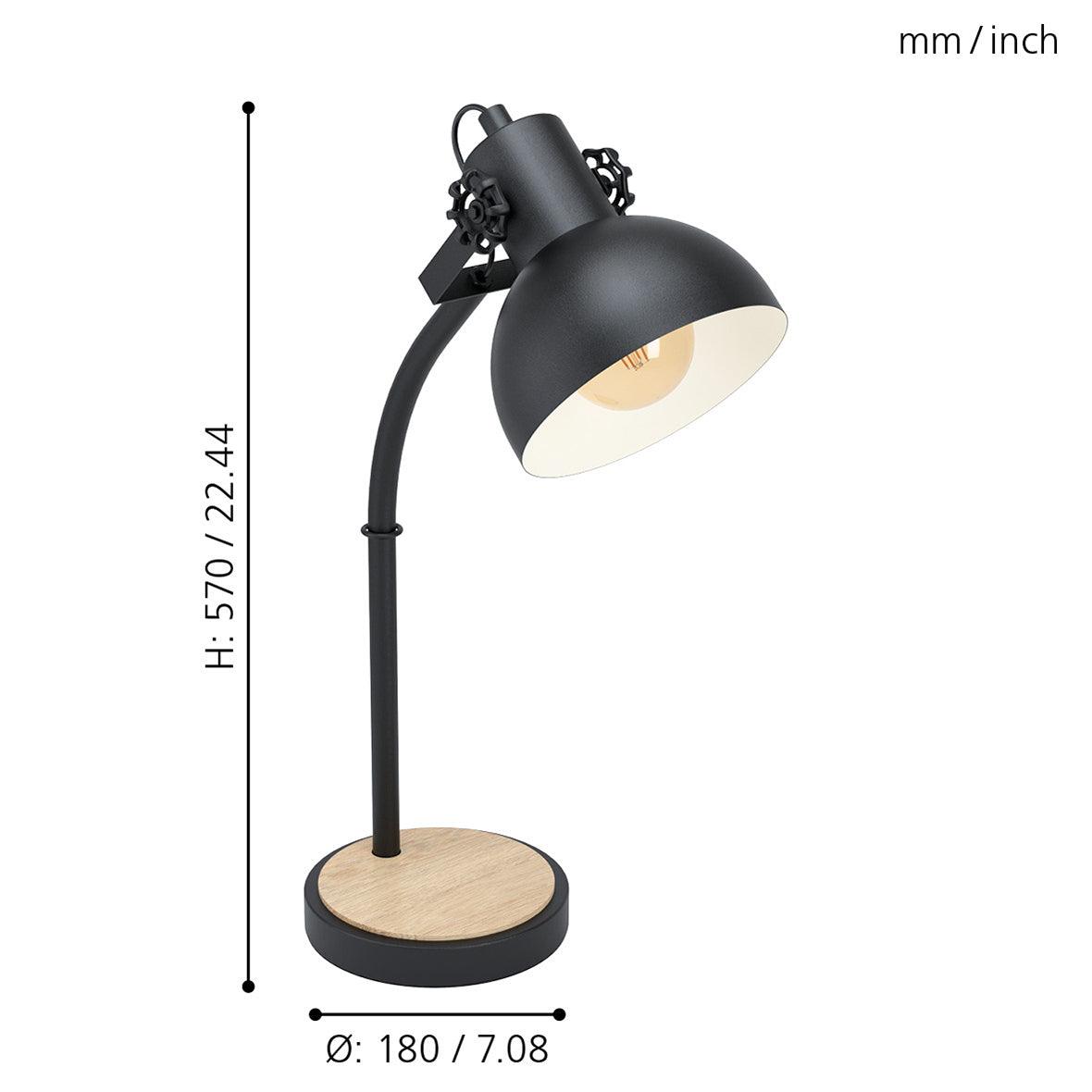 eglo lubenham black metal table lamp living room close up