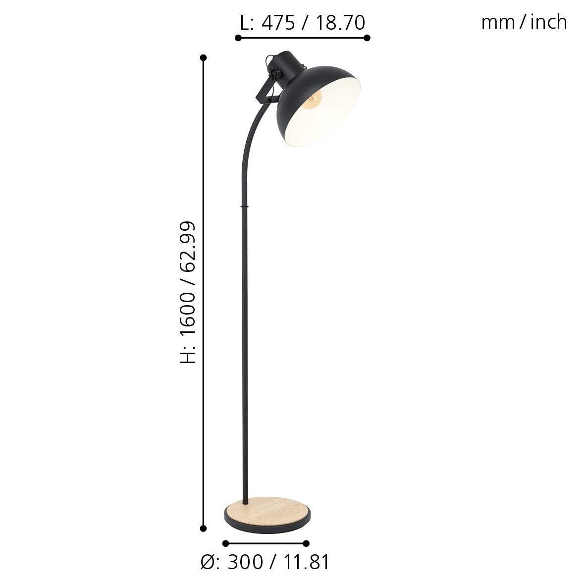 eglo lubenham black metal floor lamp with wooden base kitchen lighting