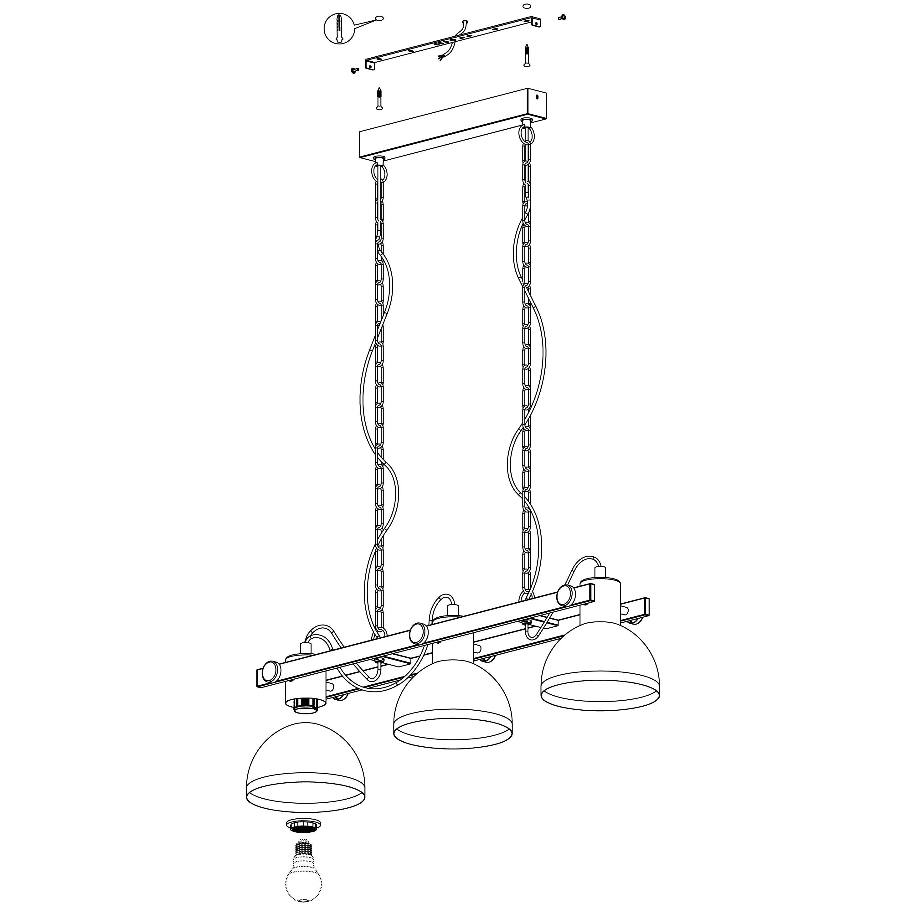 eglo lubenham 1 nickel 3 light industrial ceiling pendant Kitchen Lighting Close Up