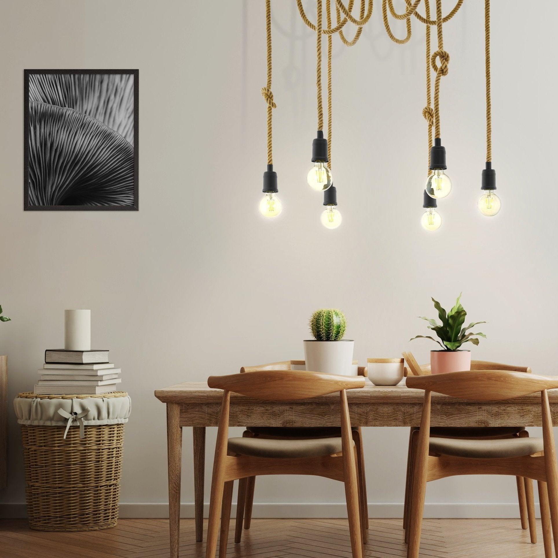 eglo rampside 6 light hemp rope ceiling pendant