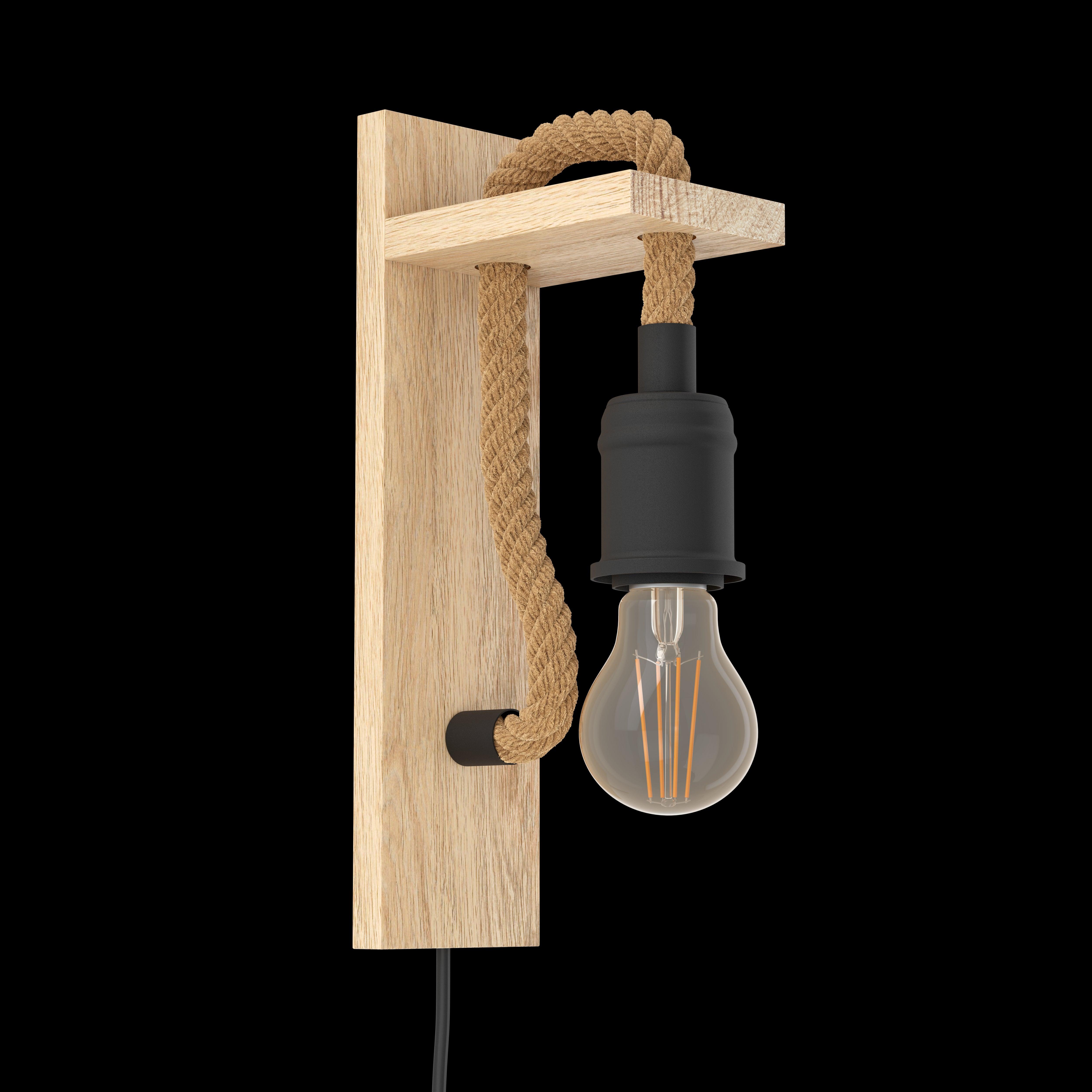 eglo rampside wood hemp rope wall light living room image