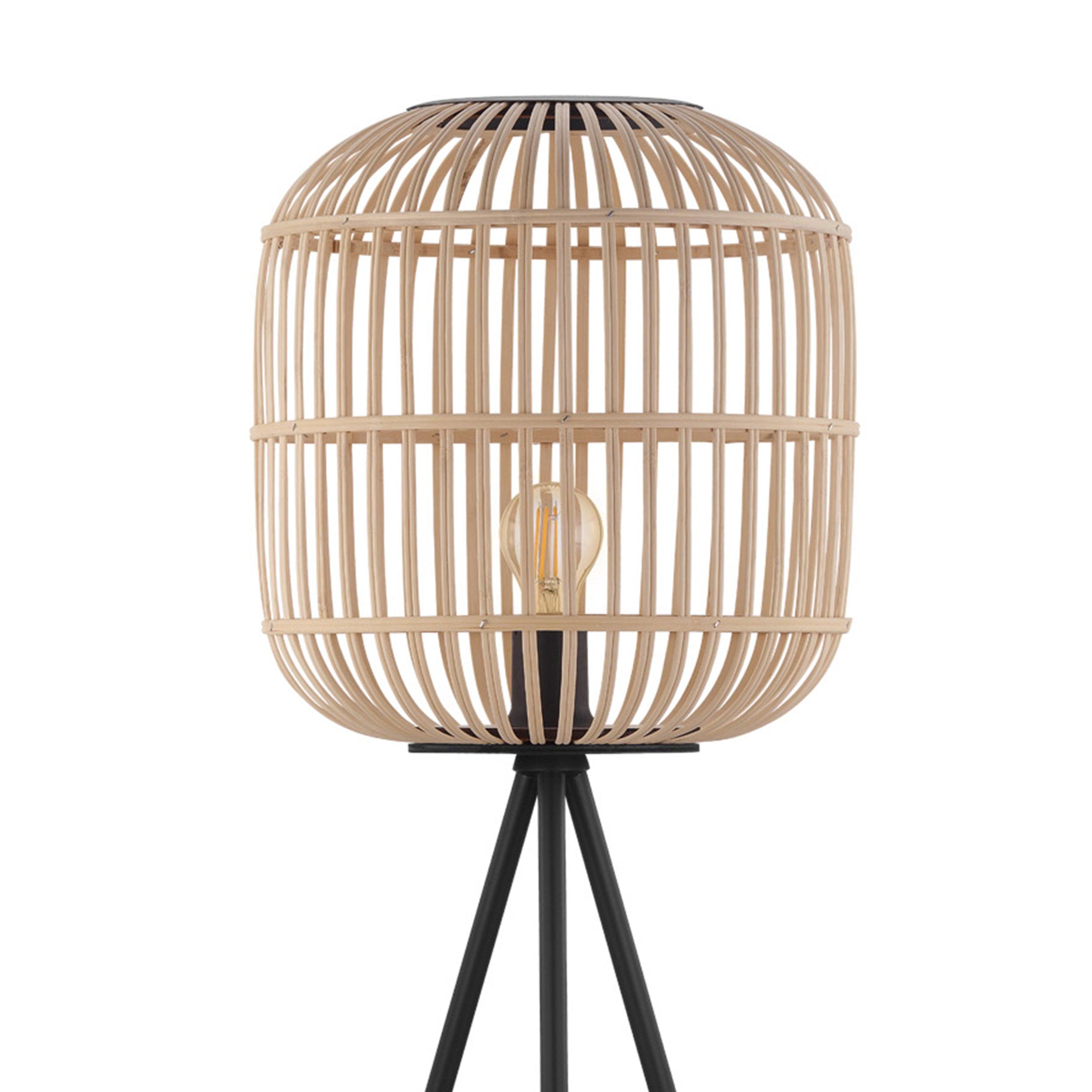 eglo bordesley black metal tripod floor lamp with bamboo shade kitchen lighting