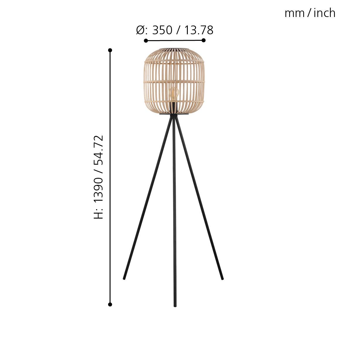 eglo bordesley black metal tripod floor lamp with bamboo shade Kitchen Lighting Close Up