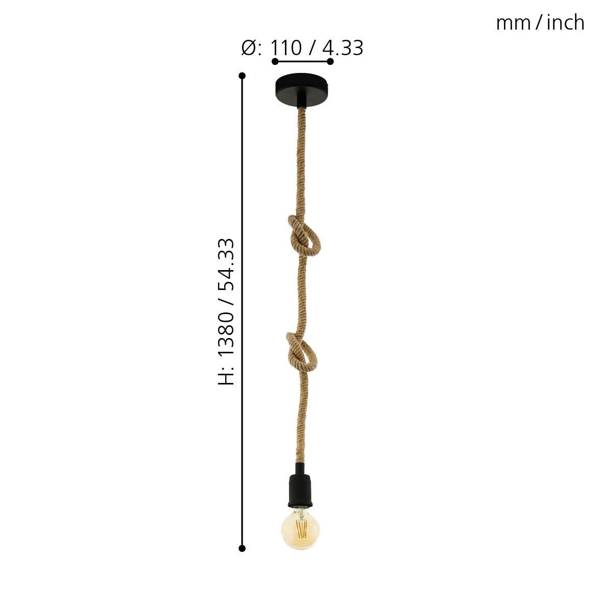 eglo rampside hemp rope hanging ceiling pendant Kitchen Lighting Close Up