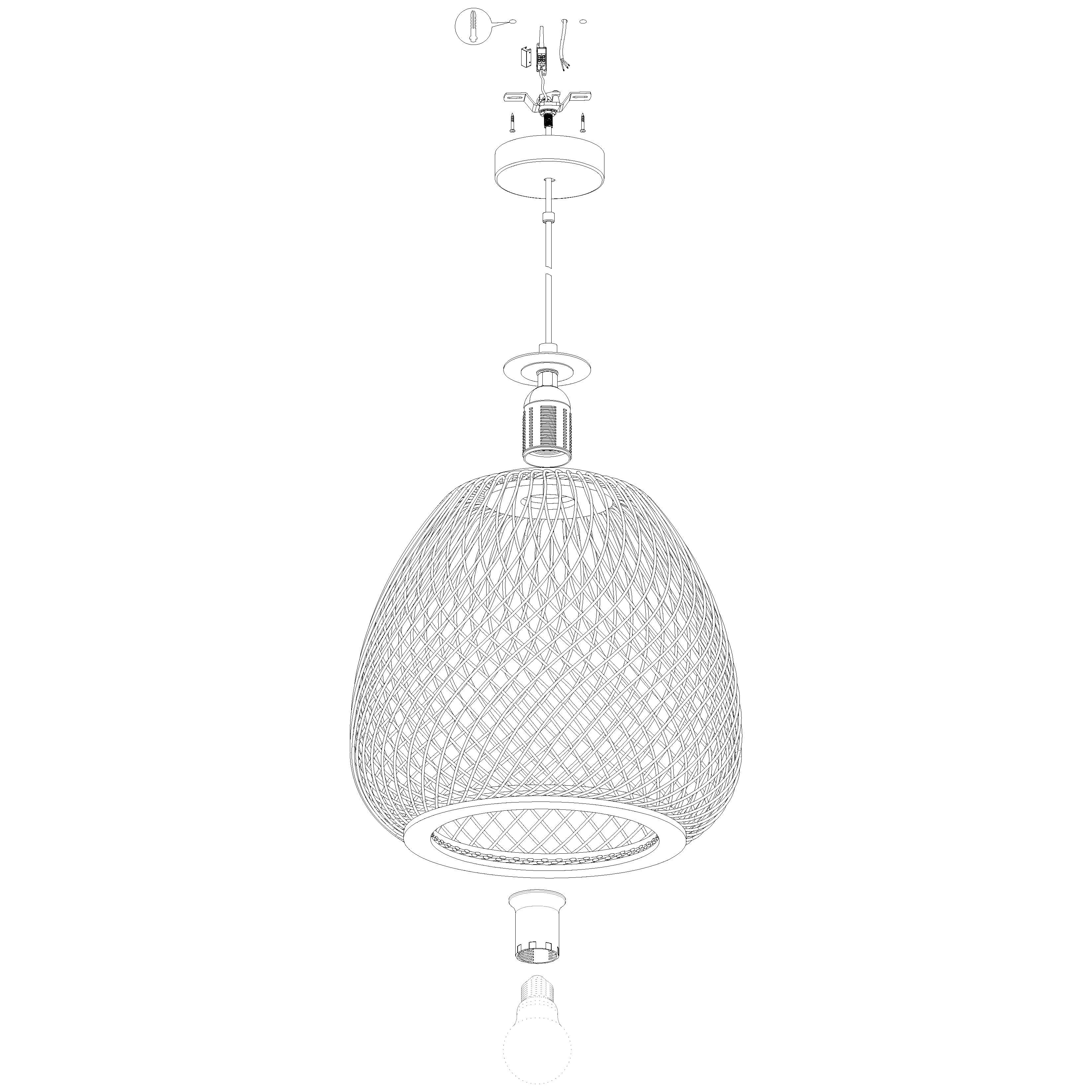 eglo dembleby wicker lampshade ceiling pendant Kitchen Lighting Close Up