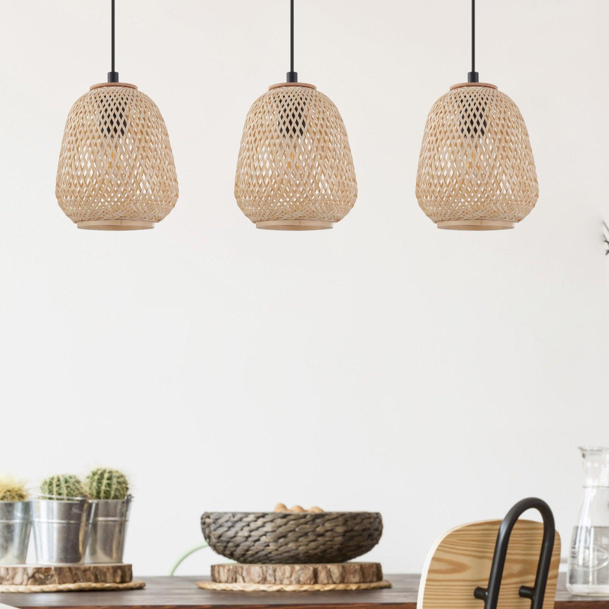 eglo dembleby 3 light wicker lampshade ceiling pendant