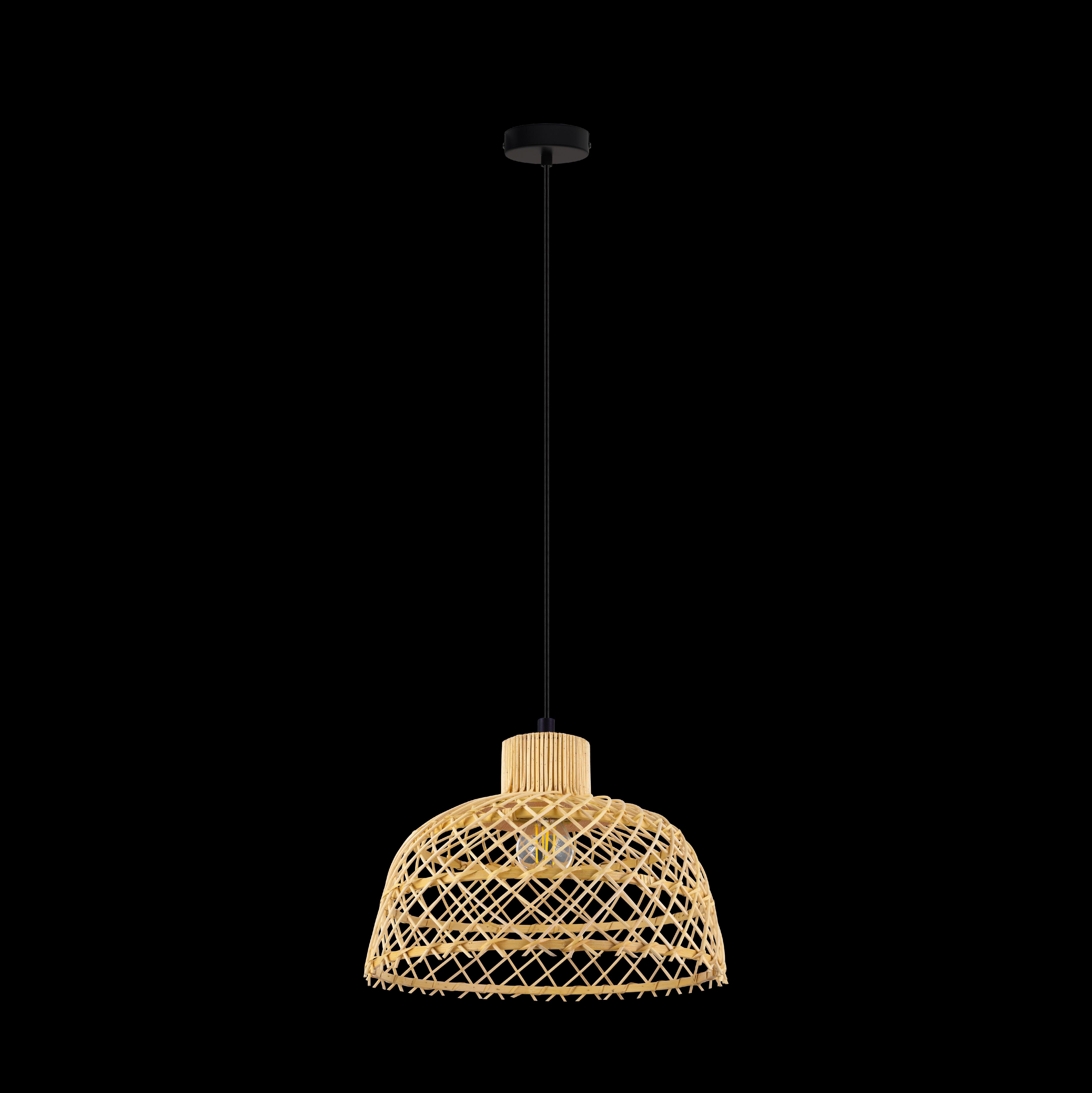 eglo ausnby rattan wicker ceiling pendant living room close up
