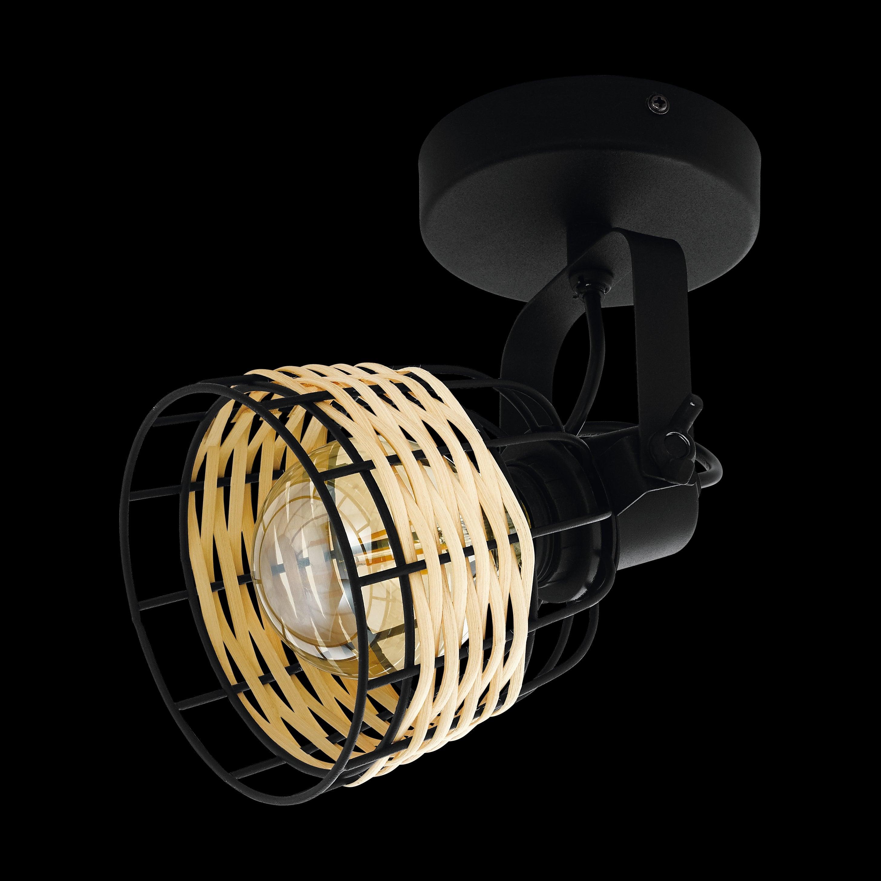 eglo anwick 1 black rattan spotlight living room image