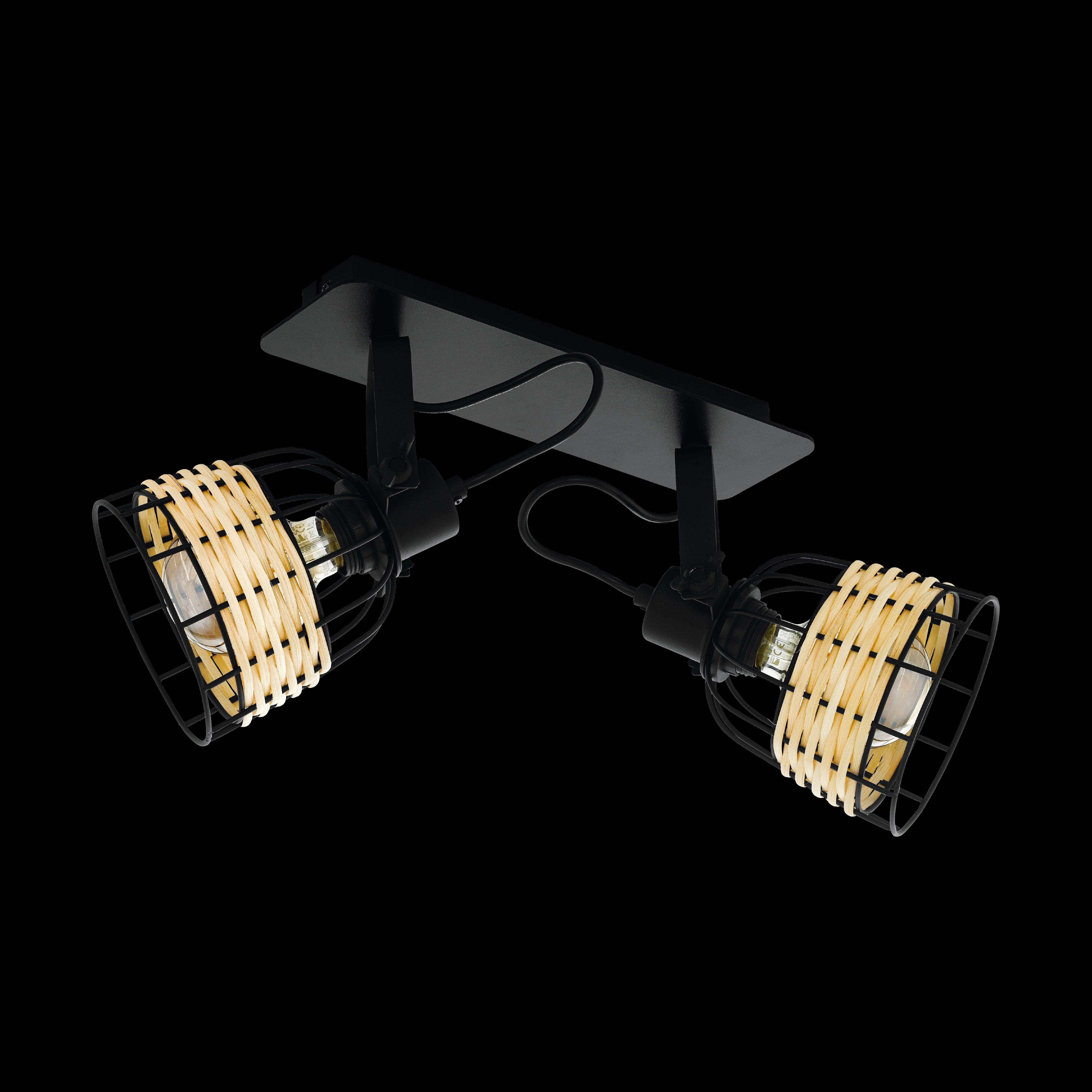 eglo anwick 1 black rattan 2 light spotlight