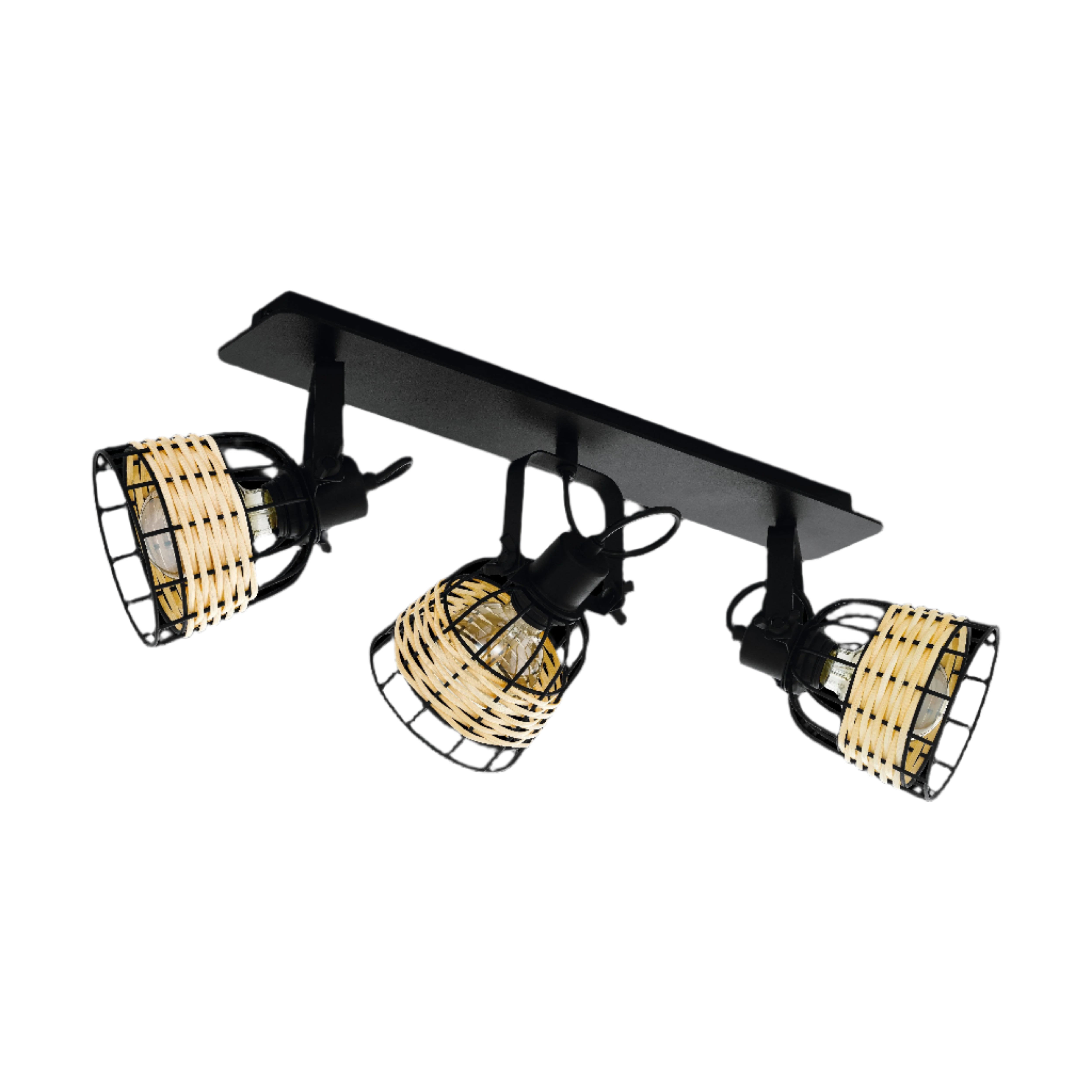 eglo anwick 1 black rattan 3 light spotlight
