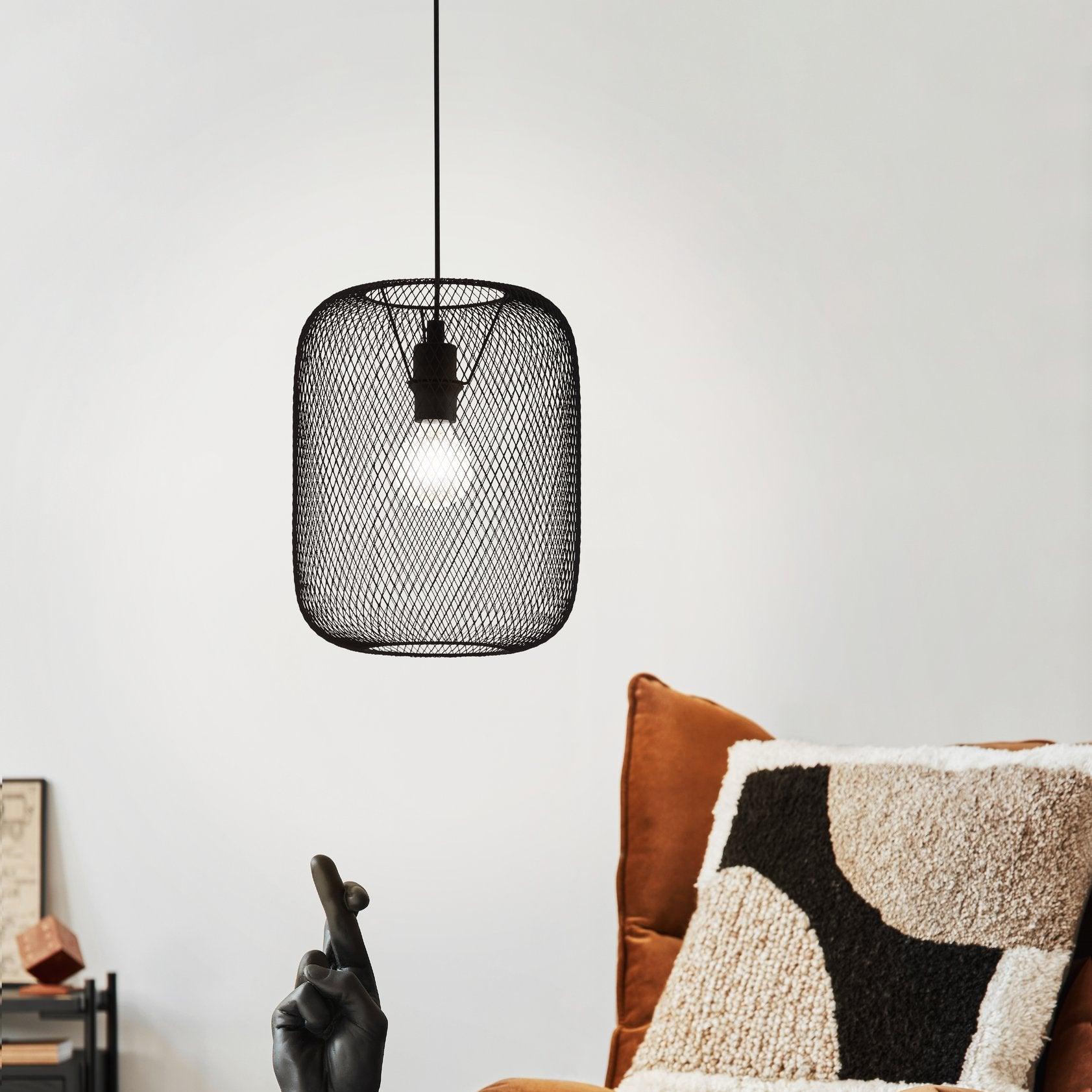 Eglo Wrington Black Metal Mesh Ceiling Pendant-WAREHOUSE-40-200326