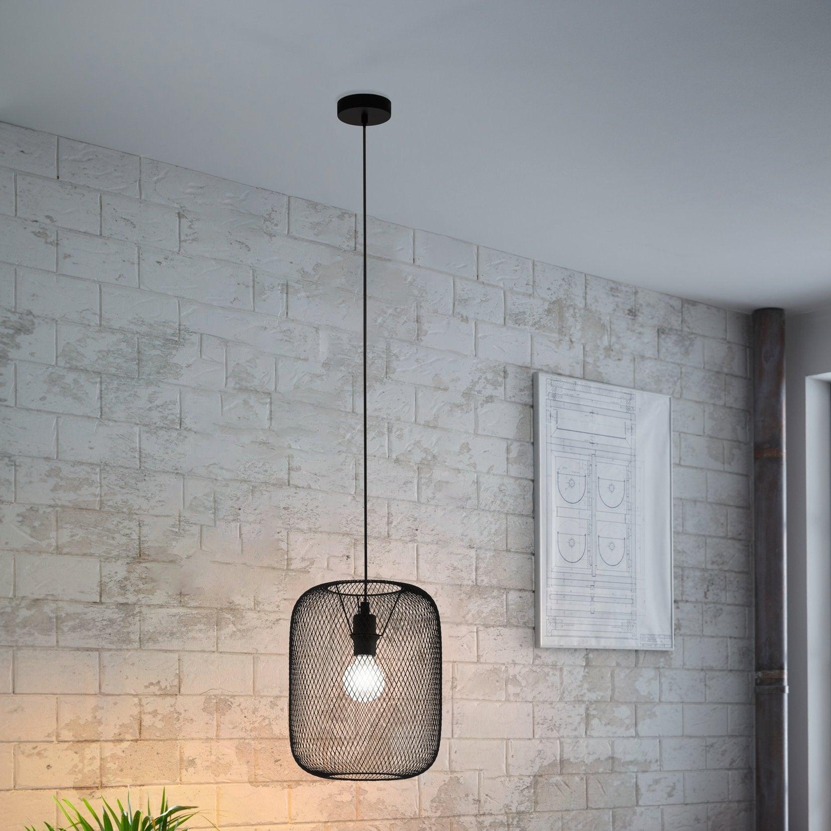Eglo Wrington Black Metal Mesh Ceiling Pendant-WAREHOUSE-40-200326