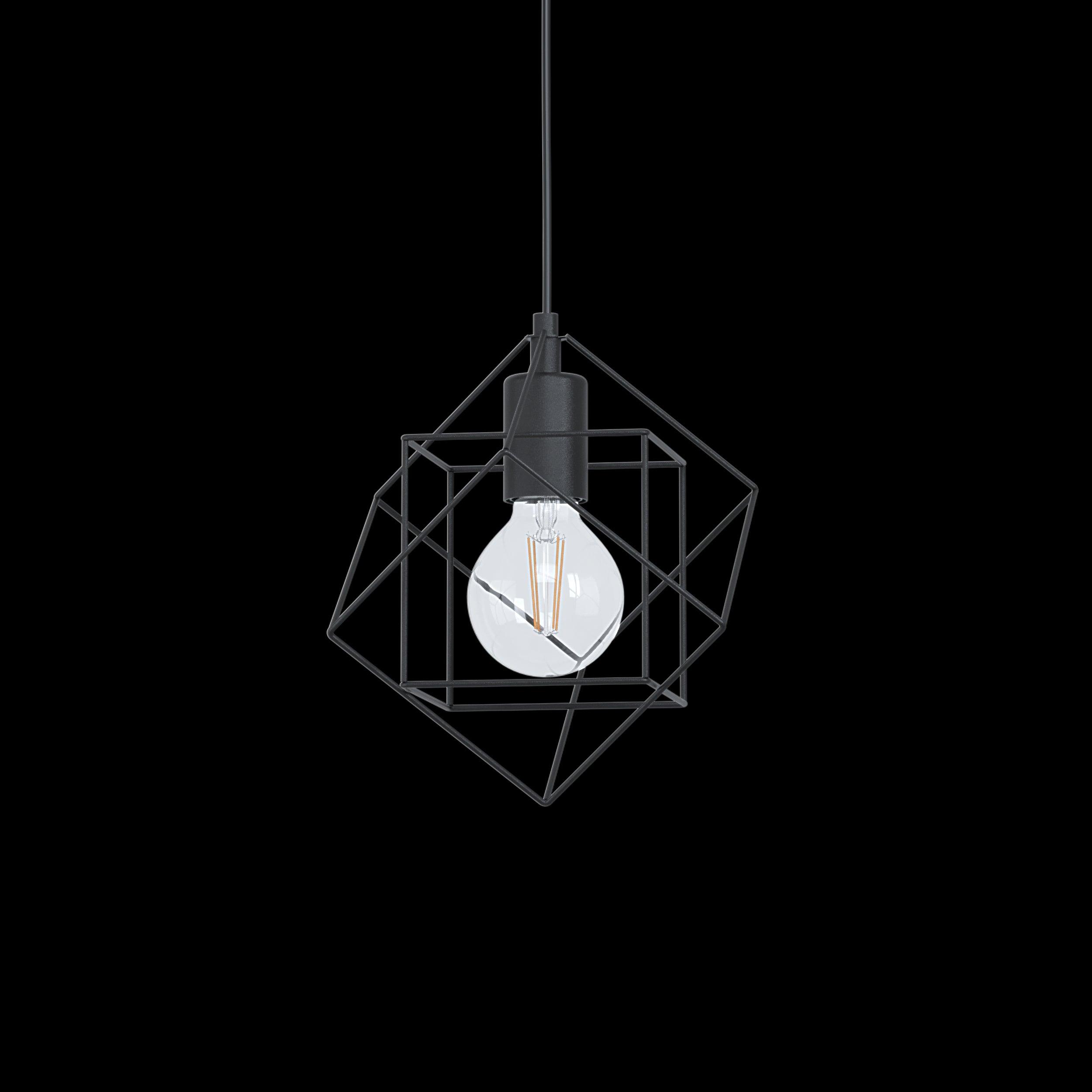 eglo straiton two square black wire framed ceiling pendant hallway lighting