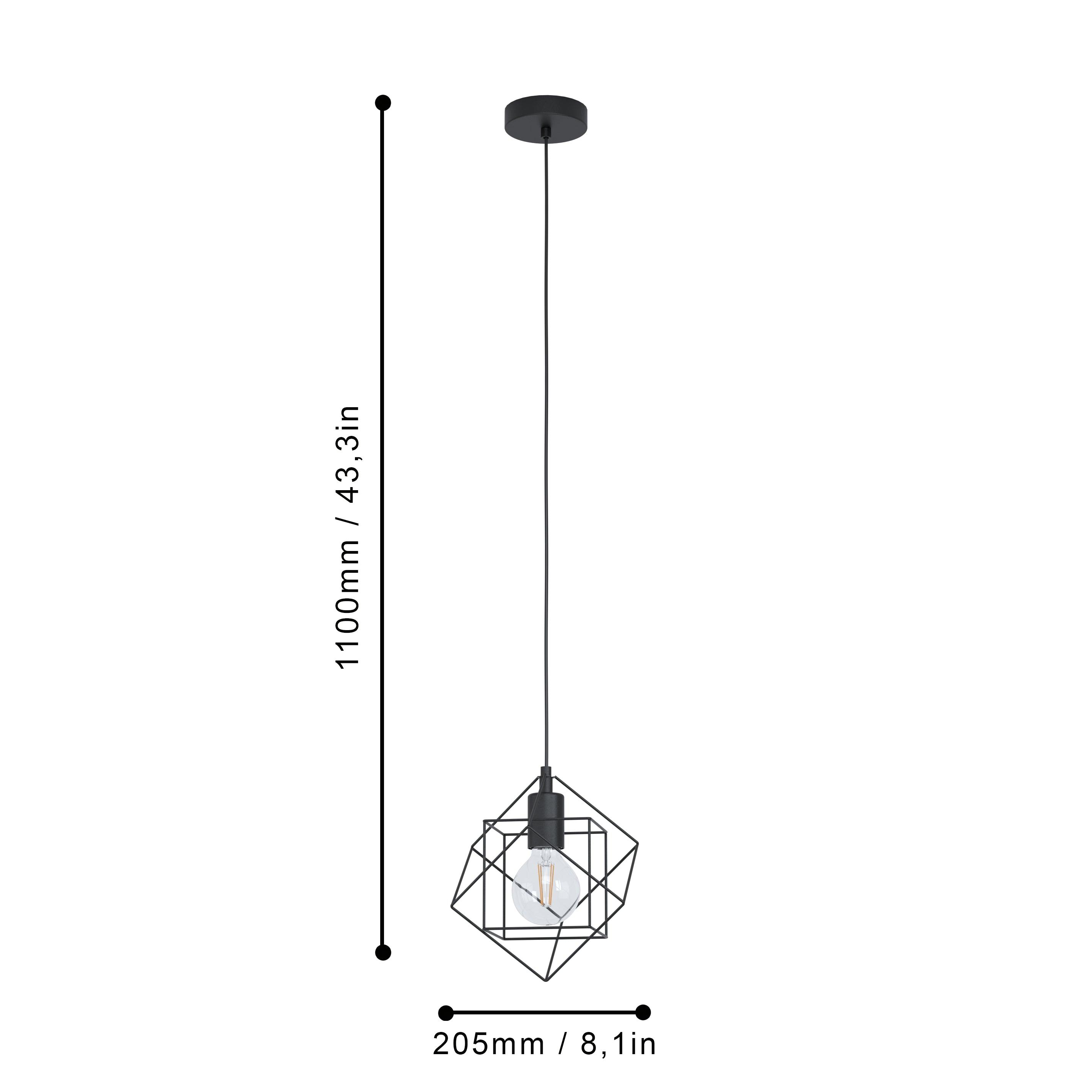 eglo straiton two square black wire framed ceiling pendant Hallway Lighting Close up