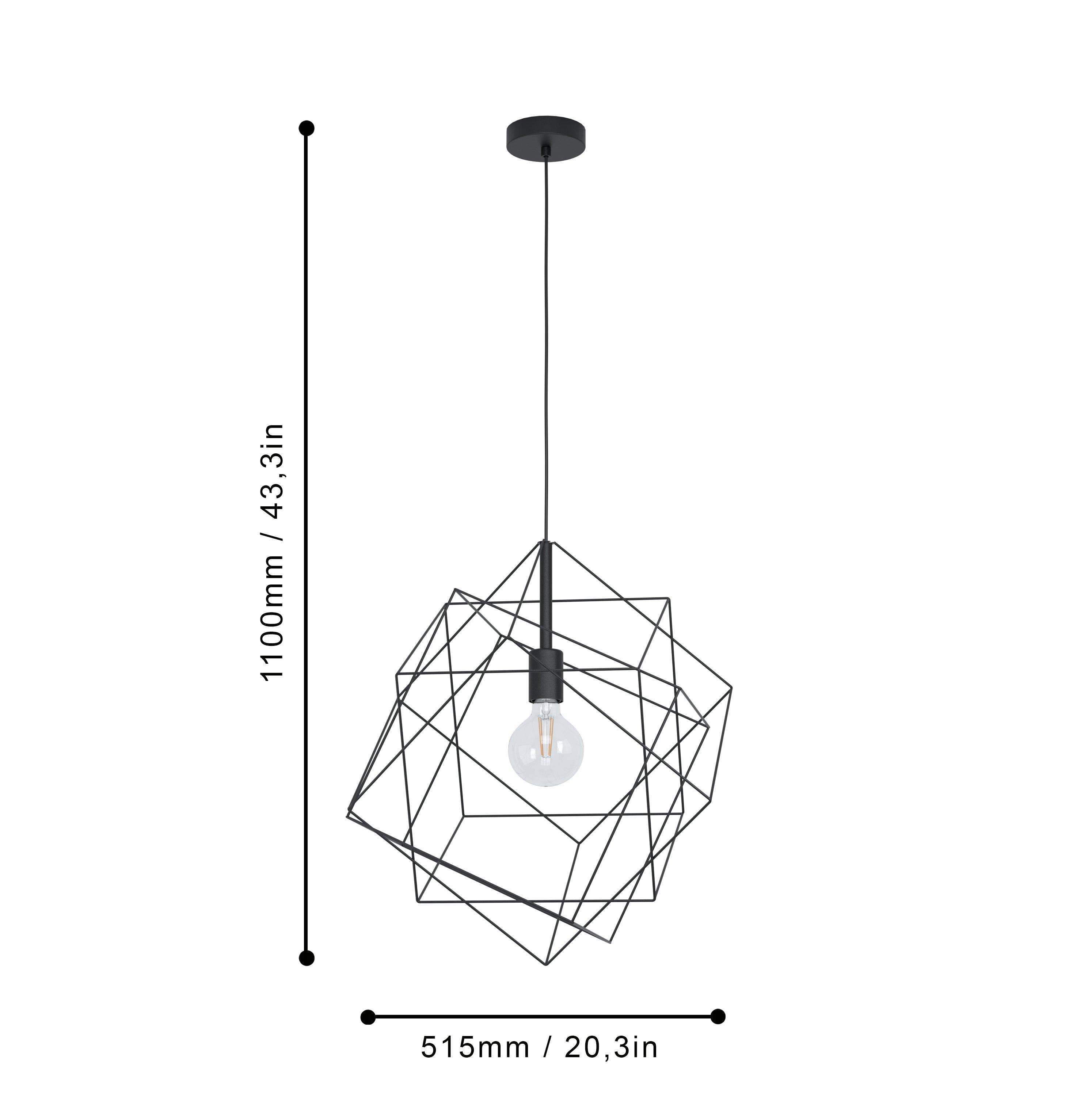 eglo straiton three square black wire framed ceiling pendant kitchen lighting
