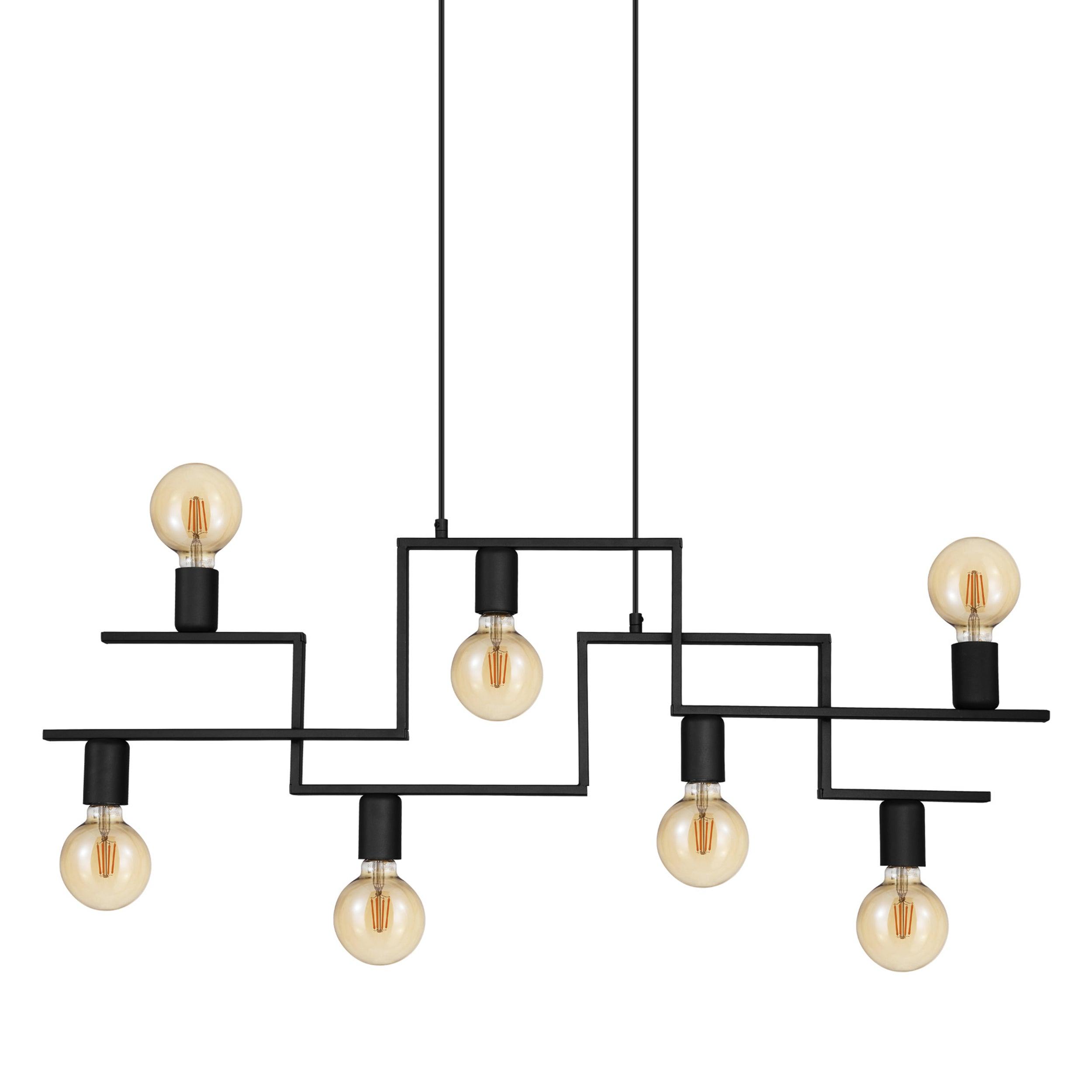 eglo fembard 7 light black metal ceiling pendant Kitchen Lighting Close Up