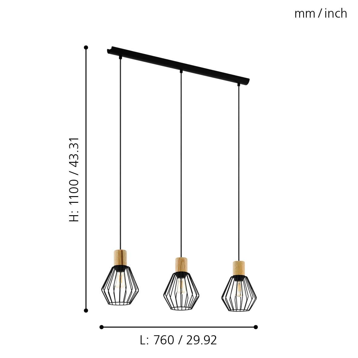 eglo palmorla 3 light ceiling pendant black wire shades kitchen lighting