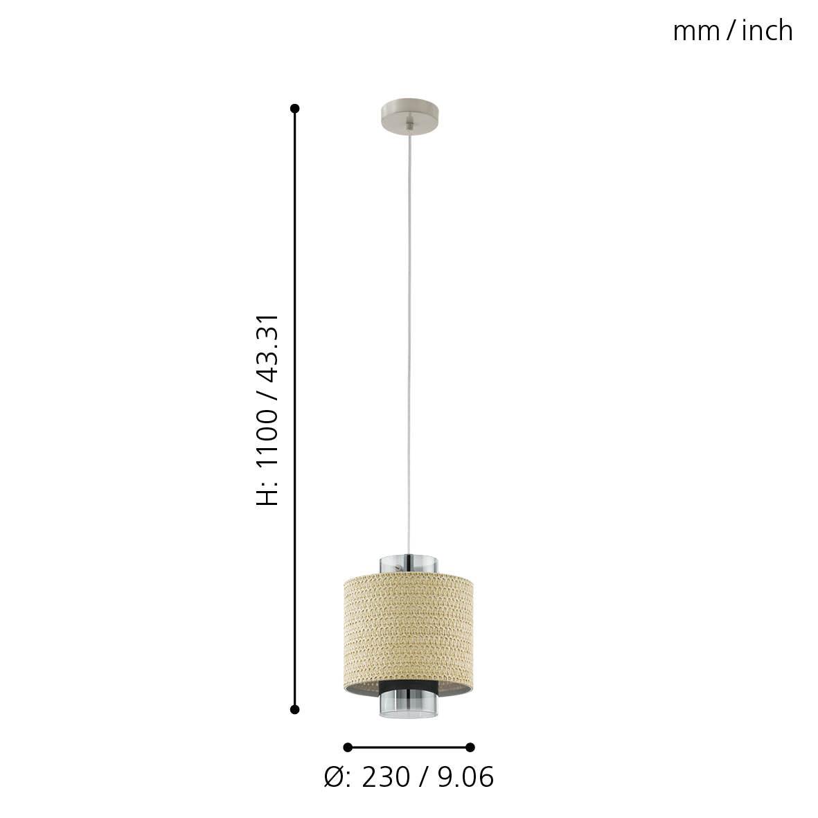 eglo mediouna seagrass and glass ceiling pendant Kitchen Lighting Close Up