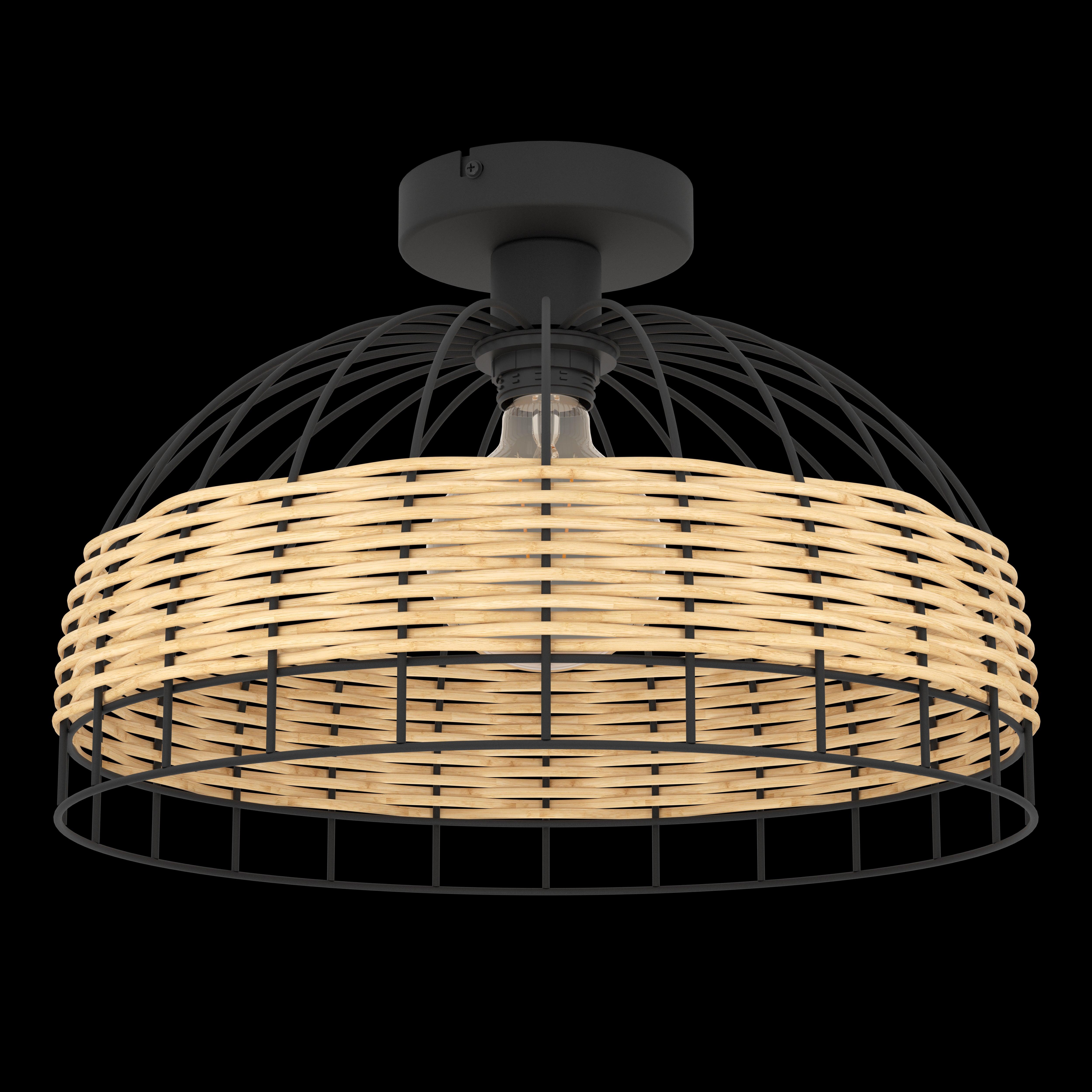 eglo anwick flush rattan black metal ceiling light kitchen lighting