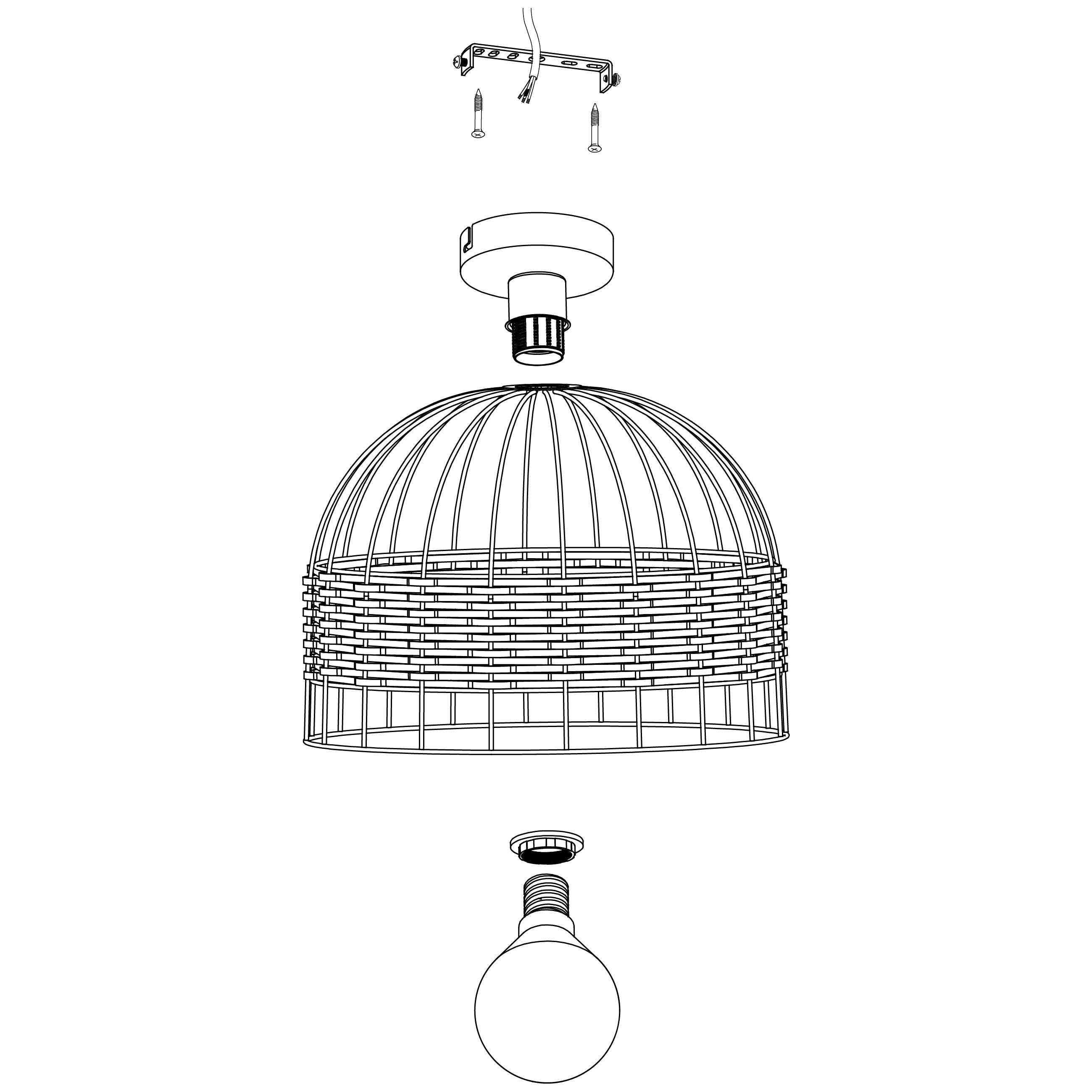 eglo anwick flush rattan black metal ceiling light Kitchen Lighting Close Up