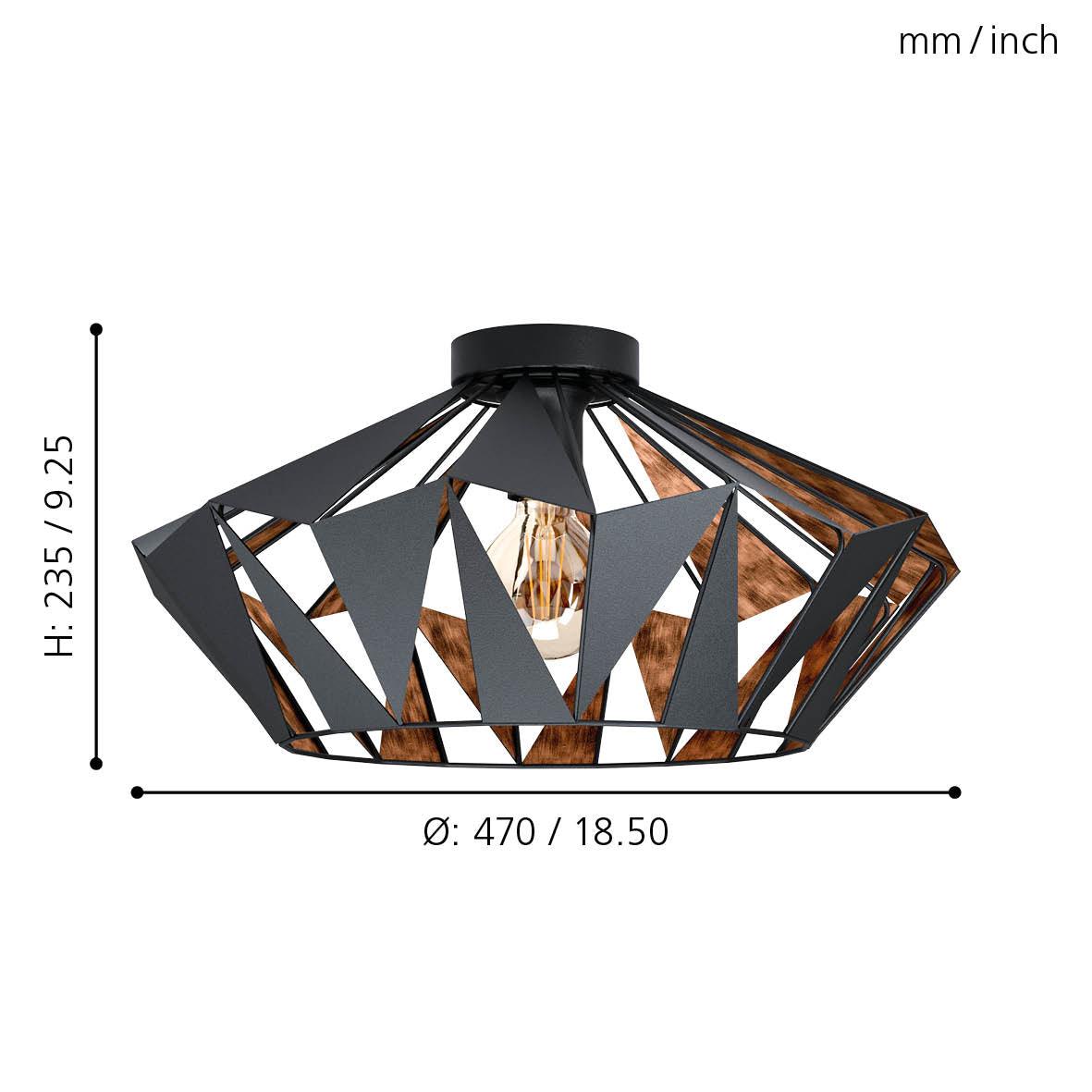 eglo carlton 6 flush black copper metal ceiling light kitchen lighting