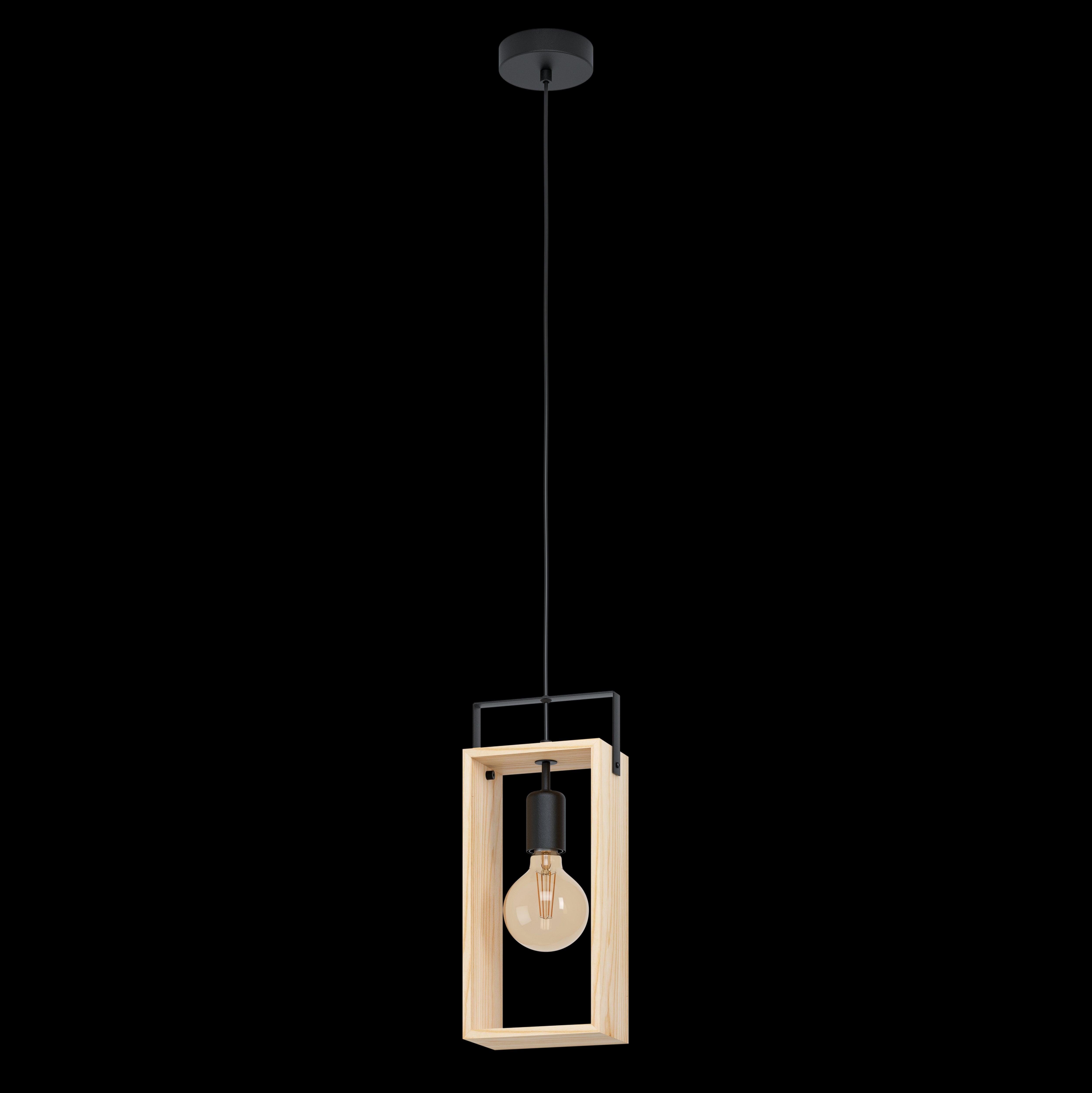 eglo famborough rectangular wood black metal ceiling pendant living room image
