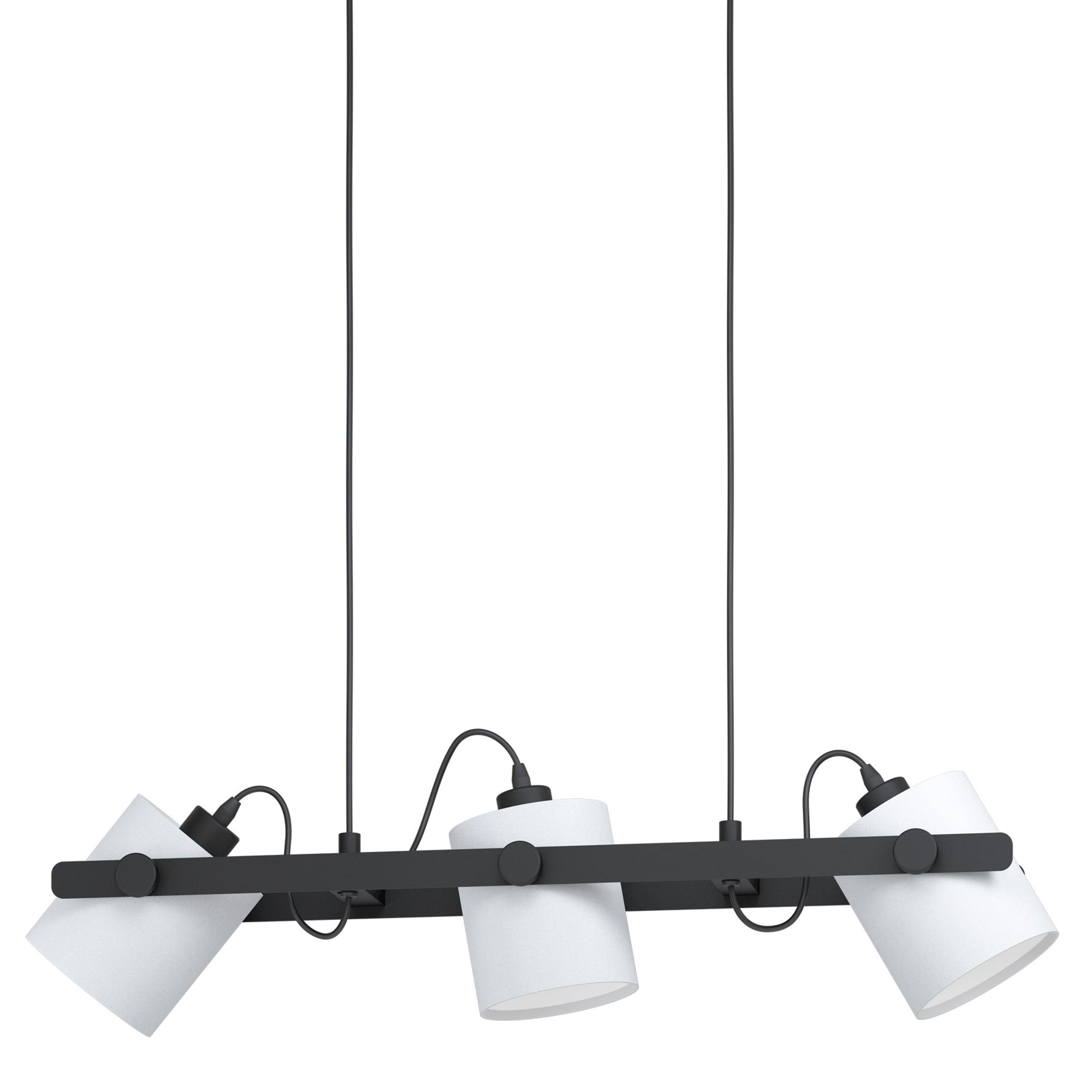 eglo hornwood 1 wooden 3 light pivoting white lampshade pendant hallway lighting