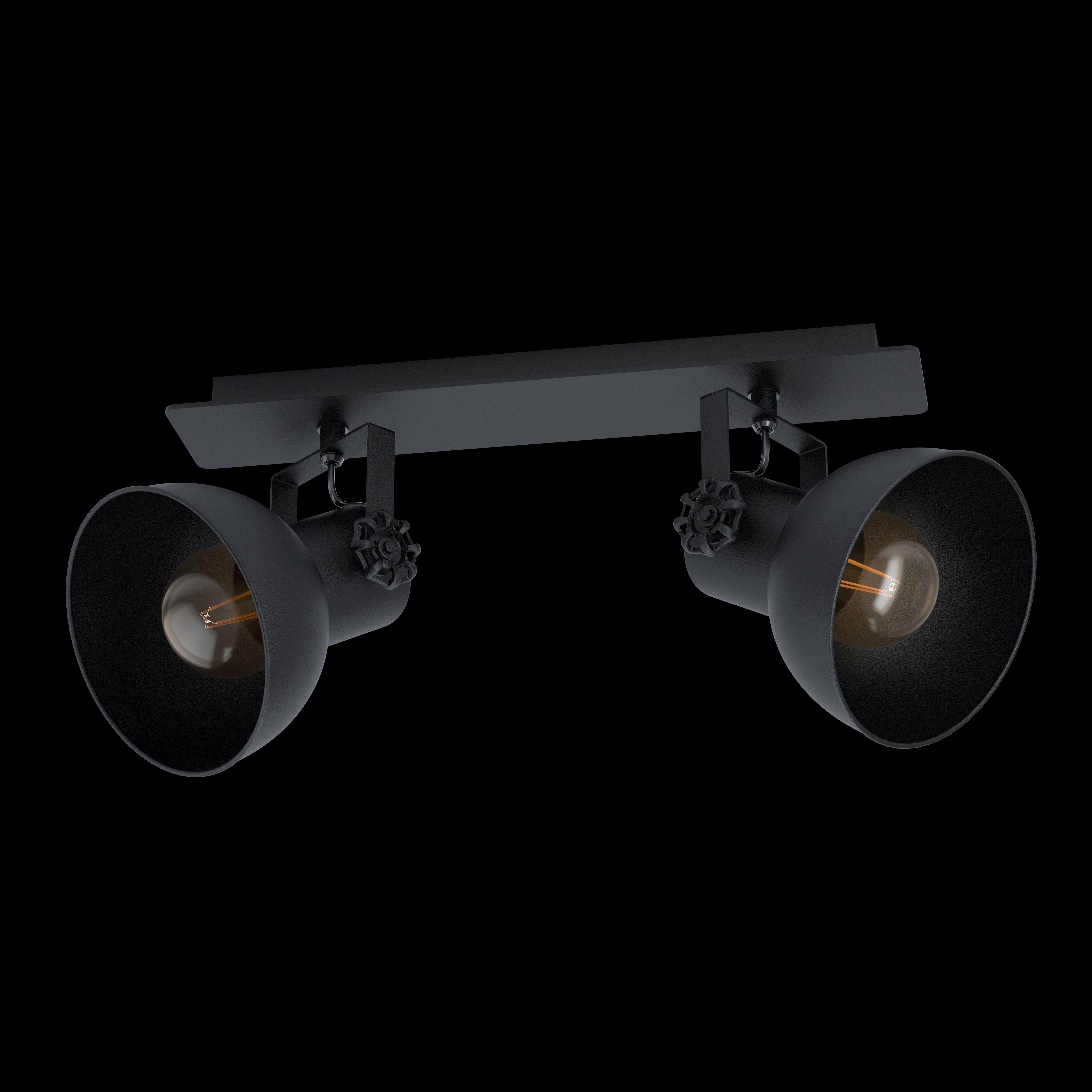 eglo barnstaple 1 black 2 light bar spotlight living room close up