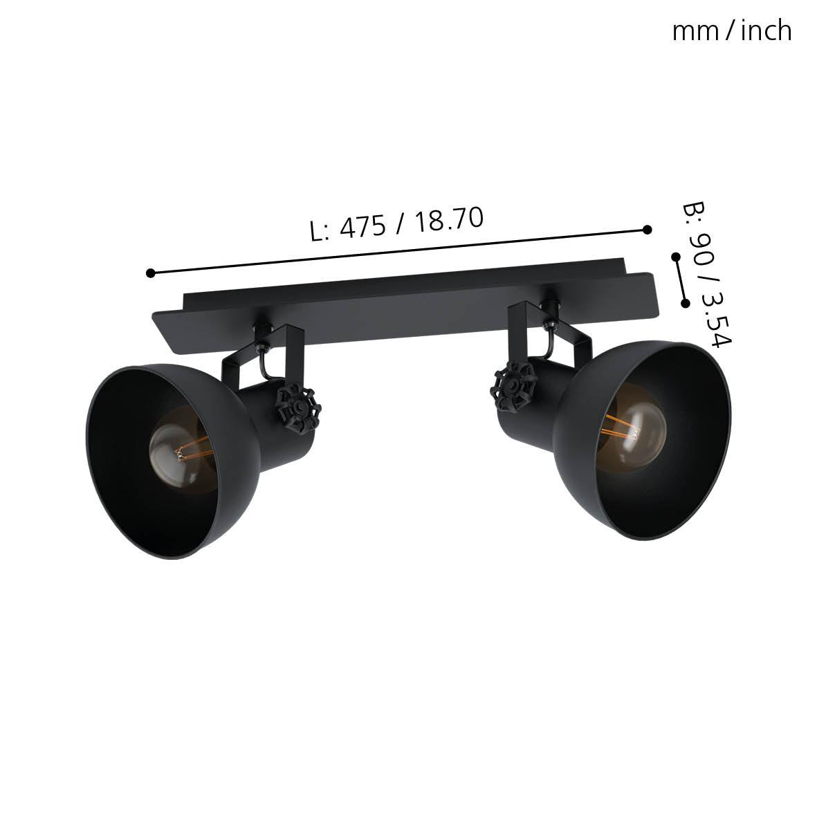 eglo barnstaple 1 black 2 light bar spotlight kitchen lighting