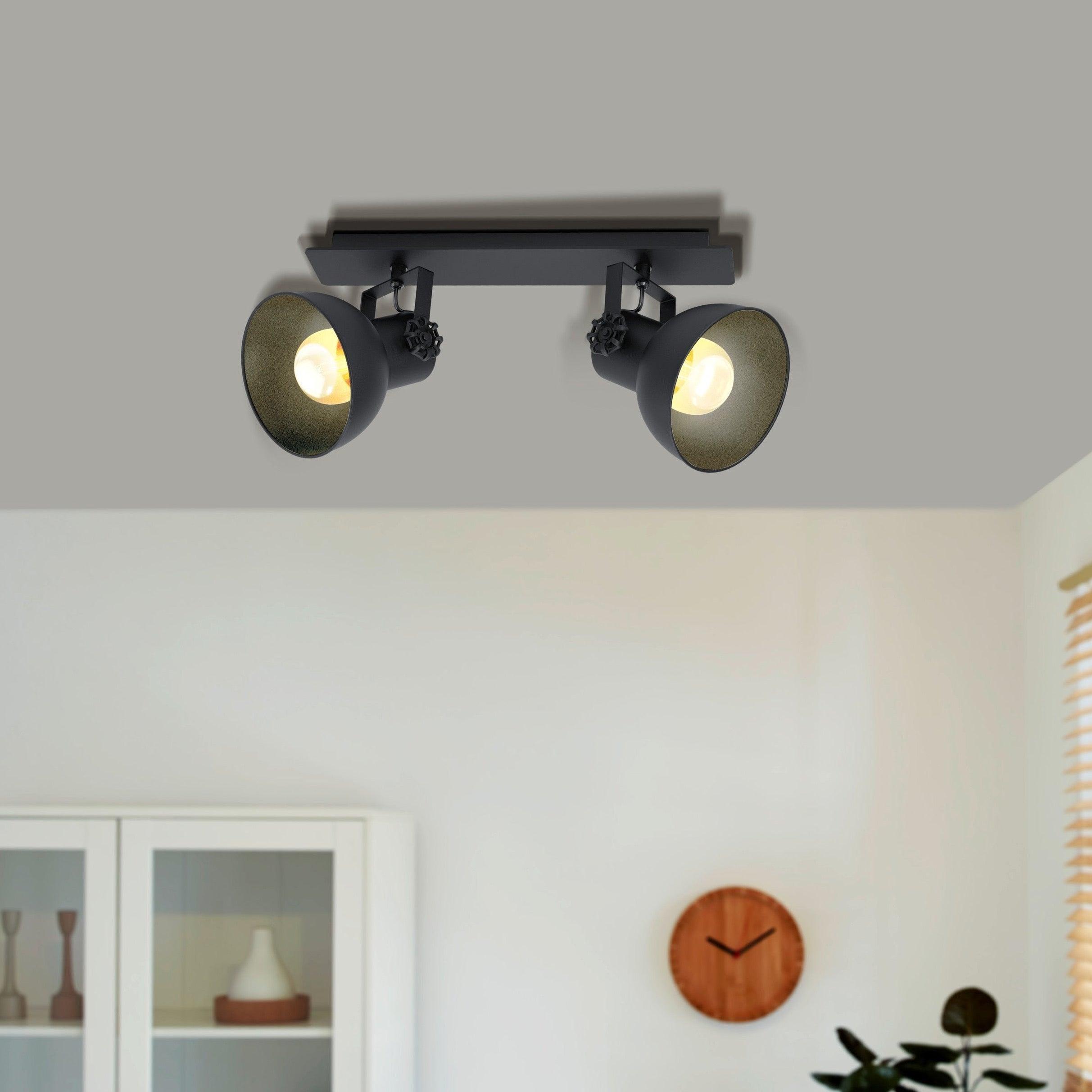 eglo barnstaple 1 black 2 light bar spotlight living room image
