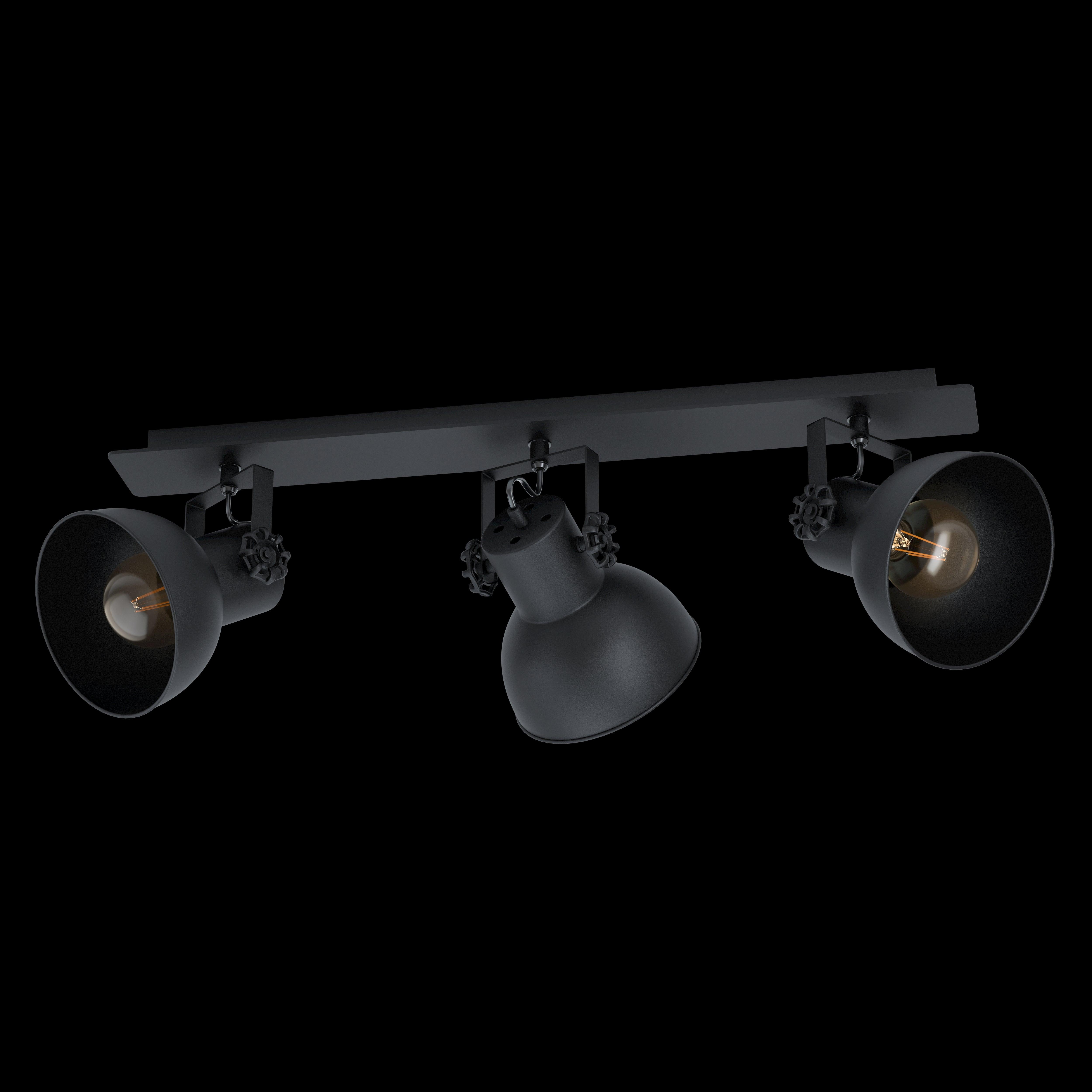 eglo barnstaple 1 black 3 light bar spotlight living room close up