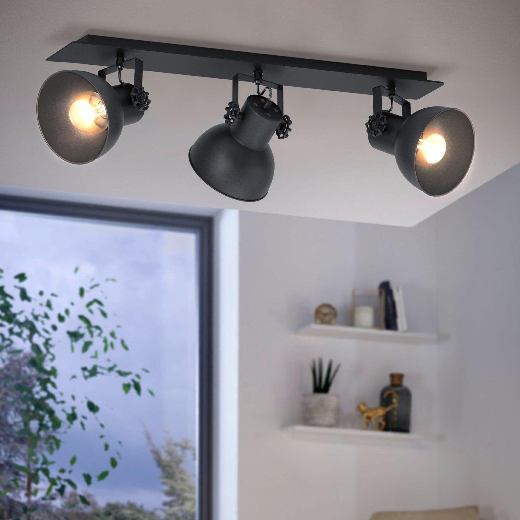 eglo barnstaple 1 black 3 light bar spotlight