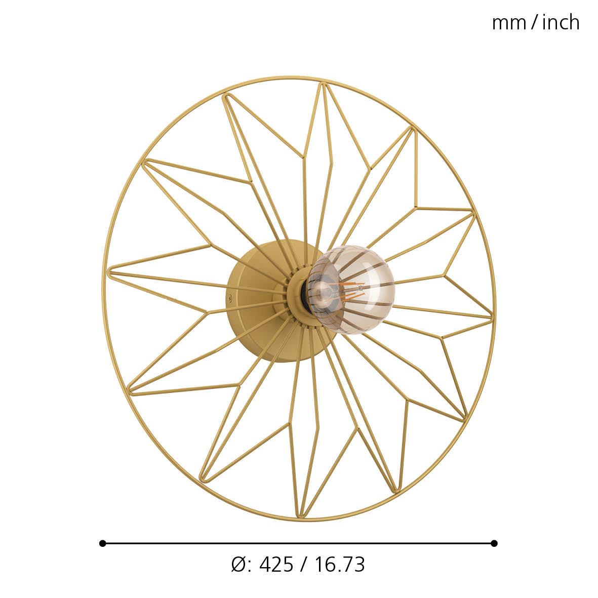 eglo castanuelo gold retro flush ceiling light living room close up