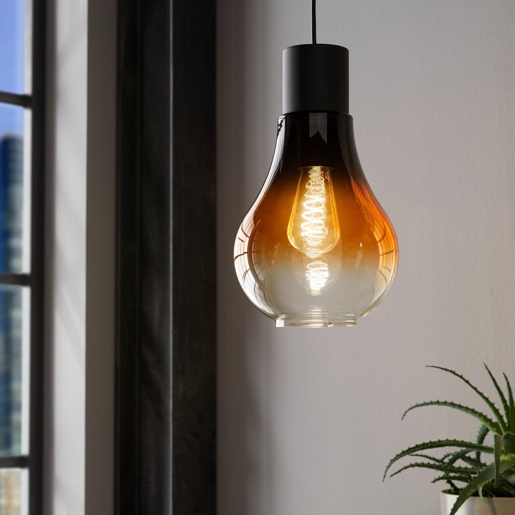 eglo chasely black brown ombre glass ceiling pendant light living room close up